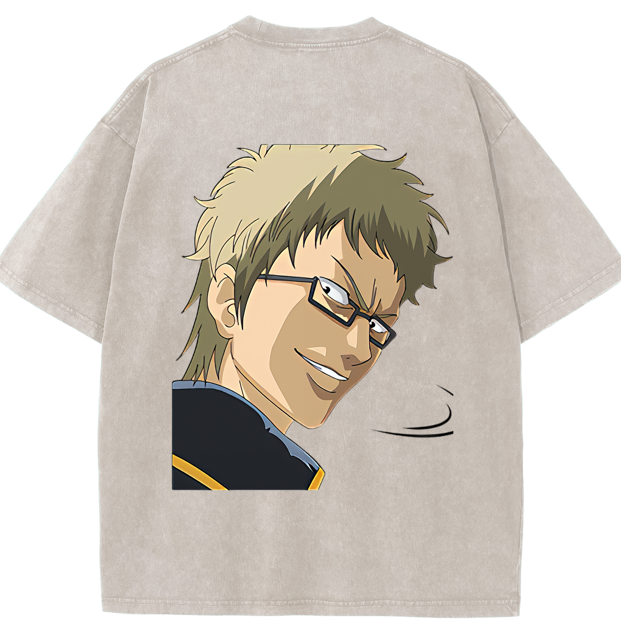 （画像用） ぎんたま 坂田銀時（さかたぎんとき） 神楽 志村新八（しむら しんぱち） GINTAMA Sakata Gintoki Kagura Shimura Shinpachi 綿100% ヴィンテージ風 半袖Tシャツ（背面プリント）