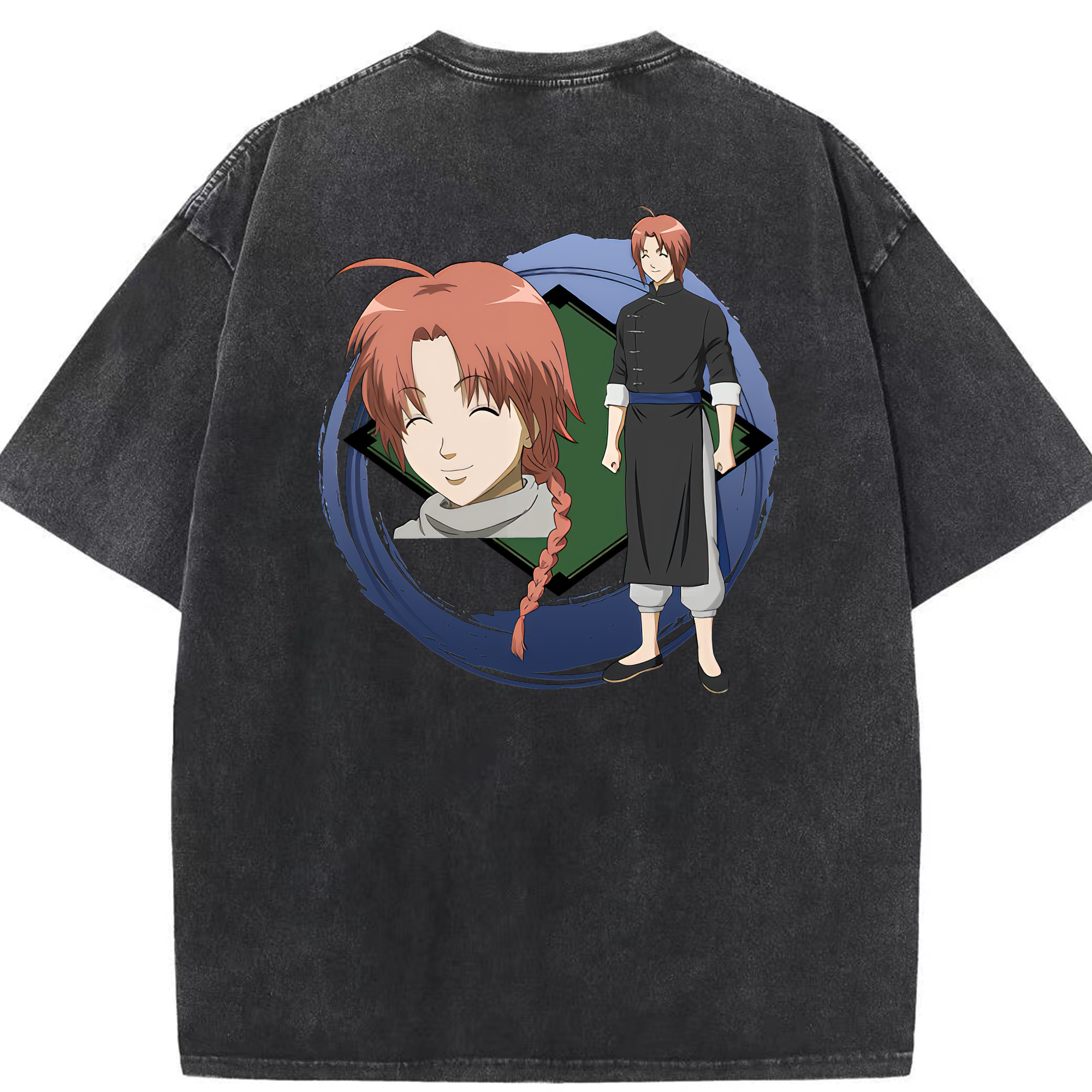 （画像用） ぎんたま 坂田銀時（さかたぎんとき） 神楽 志村新八（しむら しんぱち） GINTAMA Sakata Gintoki Kagura Shimura Shinpachi 綿100% ヴィンテージ風 半袖Tシャツ（背面プリント）