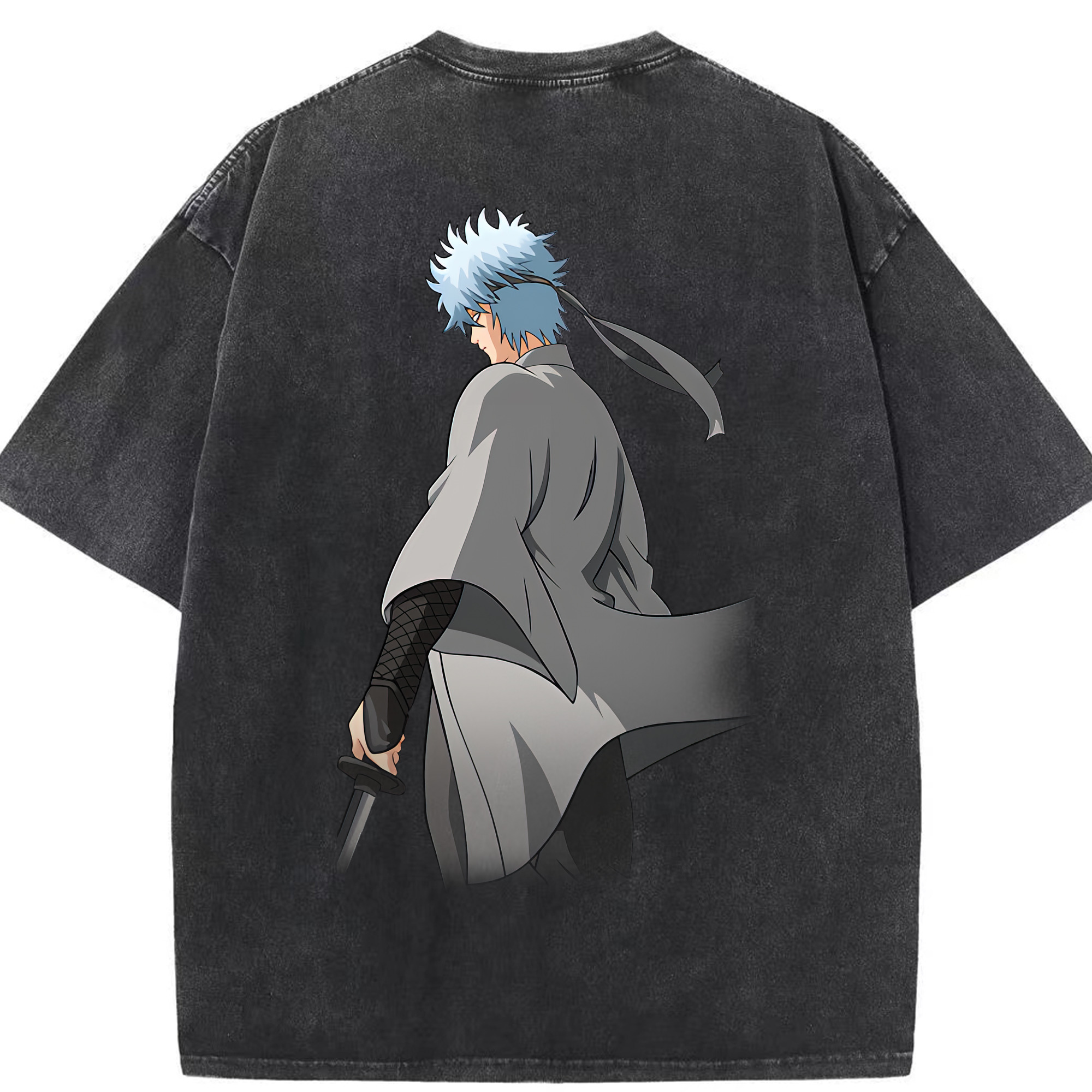 （画像用） ぎんたま 坂田銀時（さかたぎんとき） 神楽 志村新八（しむら しんぱち） GINTAMA Sakata Gintoki Kagura Shimura Shinpachi 綿100% ヴィンテージ風 半袖Tシャツ（背面プリント）
