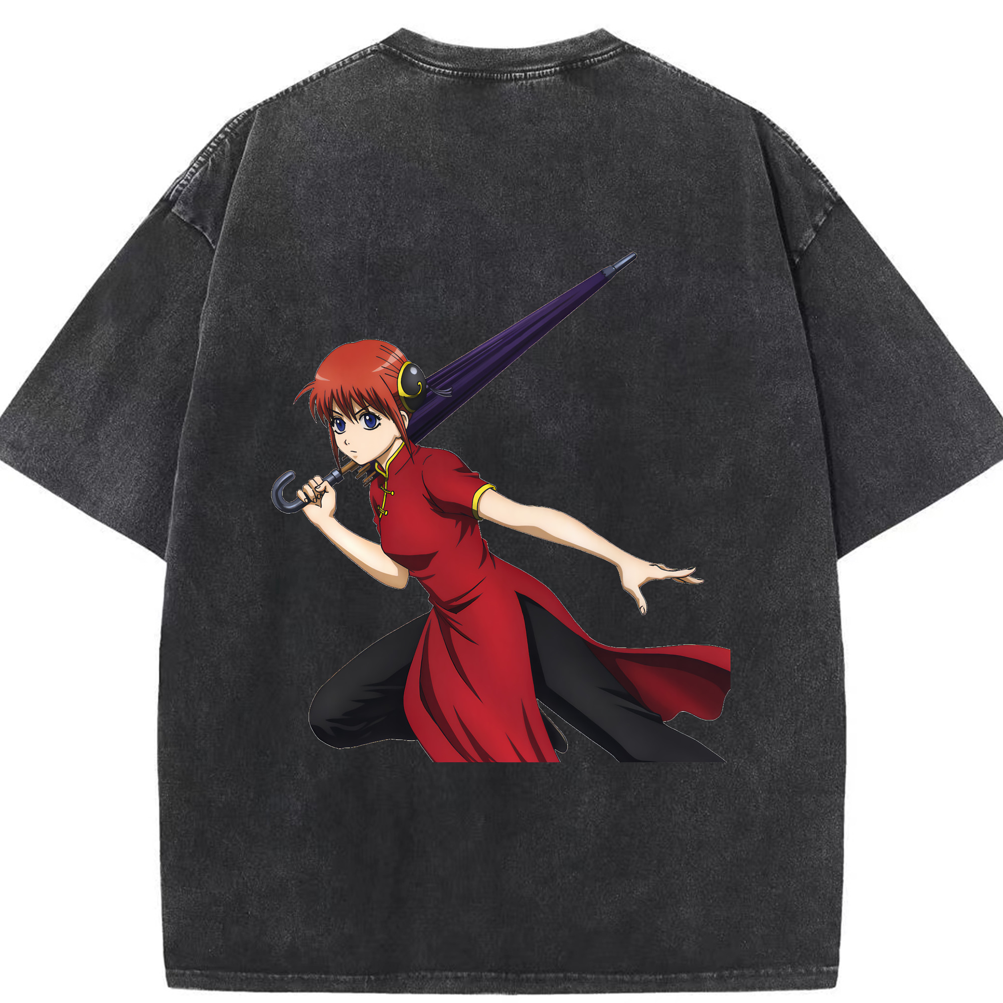 （画像用） ぎんたま 坂田銀時（さかたぎんとき） 神楽 志村新八（しむら しんぱち） GINTAMA Sakata Gintoki Kagura Shimura Shinpachi 綿100% ヴィンテージ風 半袖Tシャツ（背面プリント）