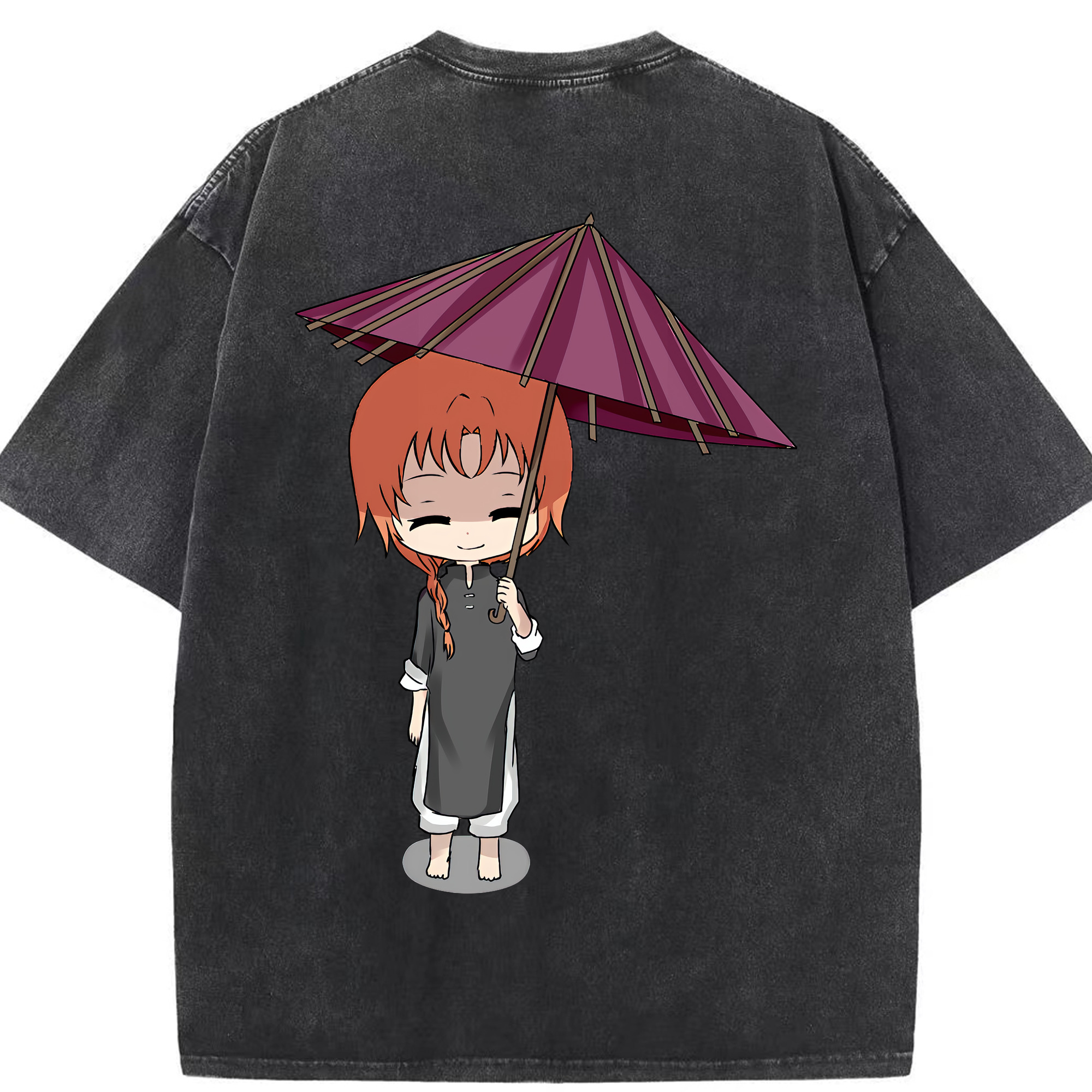 （画像用） ぎんたま 坂田銀時（さかたぎんとき） 神楽 志村新八（しむら しんぱち） GINTAMA Sakata Gintoki Kagura Shimura Shinpachi 綿100% ヴィンテージ風 半袖Tシャツ（背面プリント）