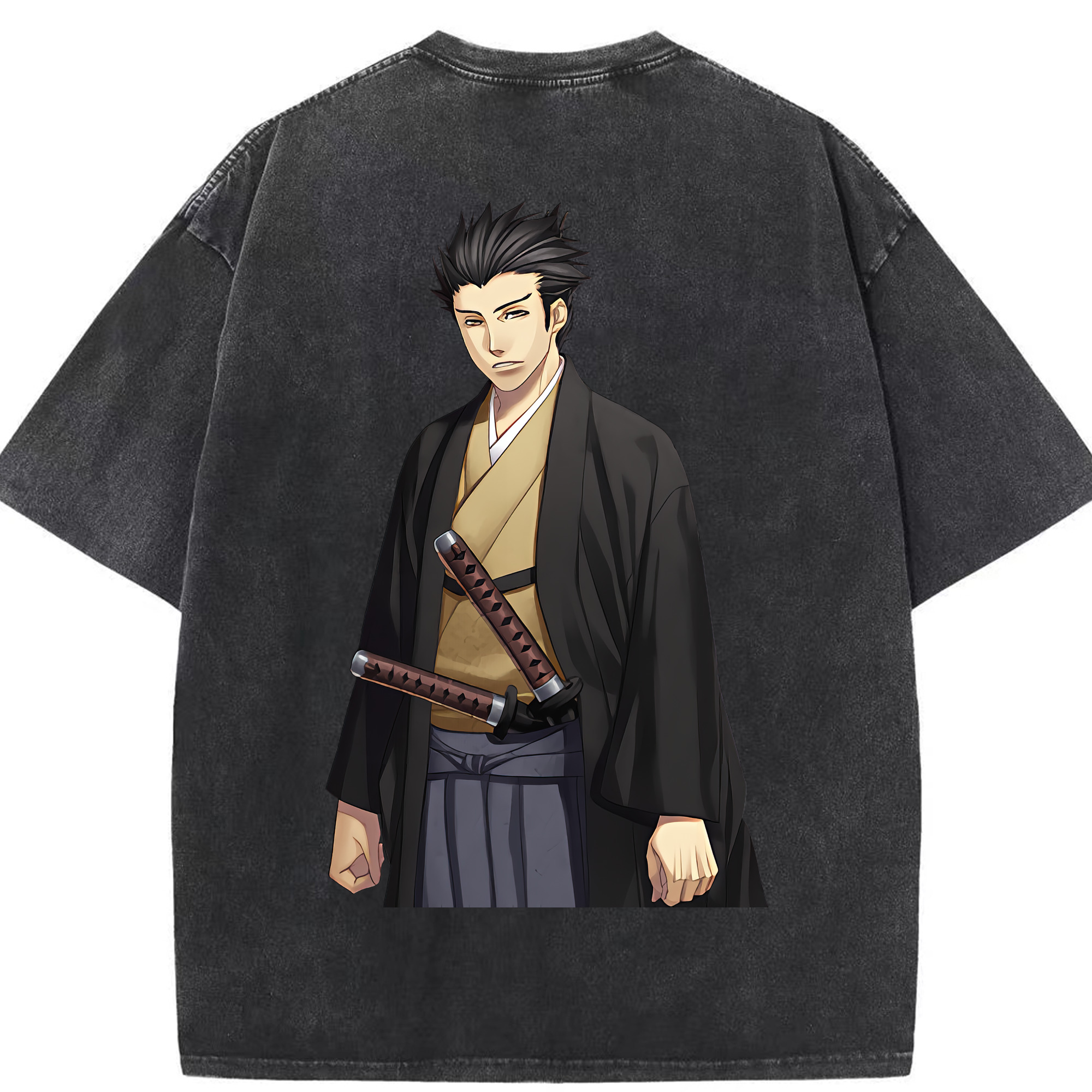（画像用） ぎんたま 坂田銀時（さかたぎんとき） 神楽 志村新八（しむら しんぱち） GINTAMA Sakata Gintoki Kagura Shimura Shinpachi 綿100% ヴィンテージ風 半袖Tシャツ（背面プリント）