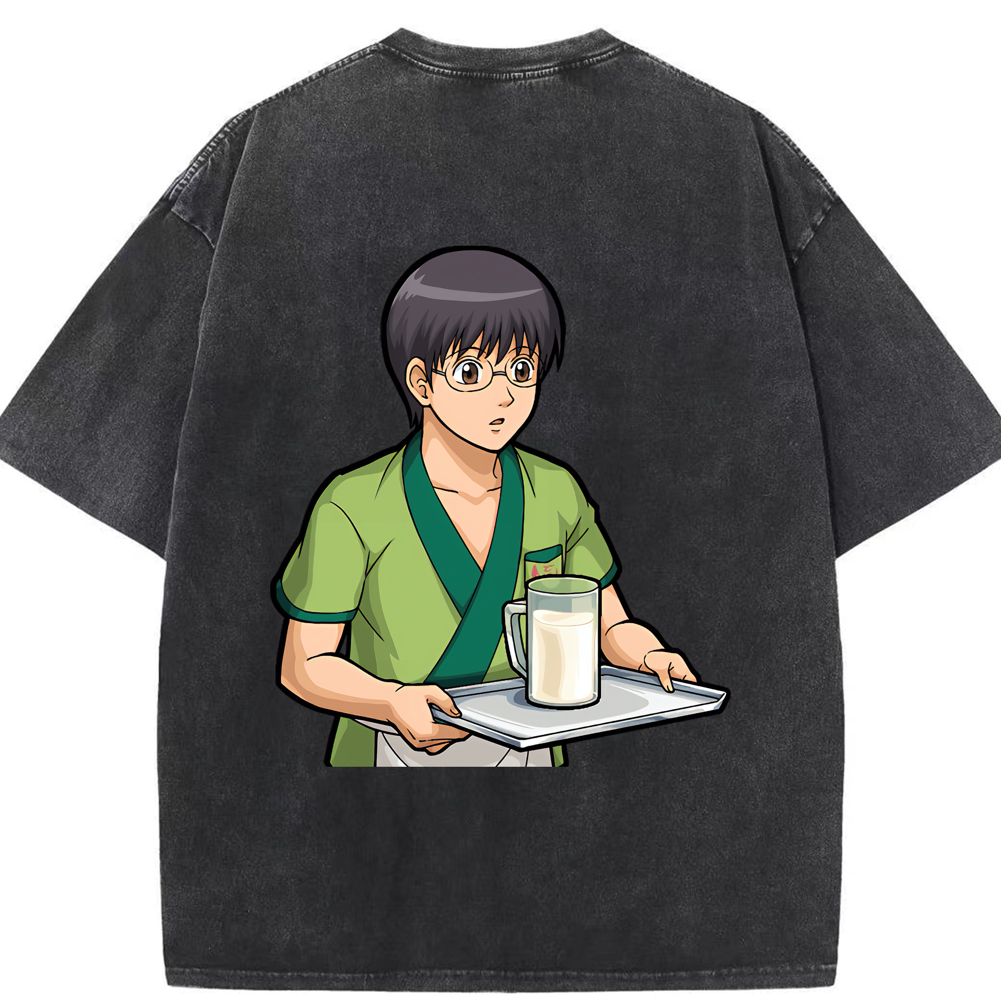 （画像用） ぎんたま 坂田銀時（さかたぎんとき） 神楽 志村新八（しむら しんぱち） GINTAMA Sakata Gintoki Kagura Shimura Shinpachi 綿100% ヴィンテージ風 半袖Tシャツ（背面プリント）