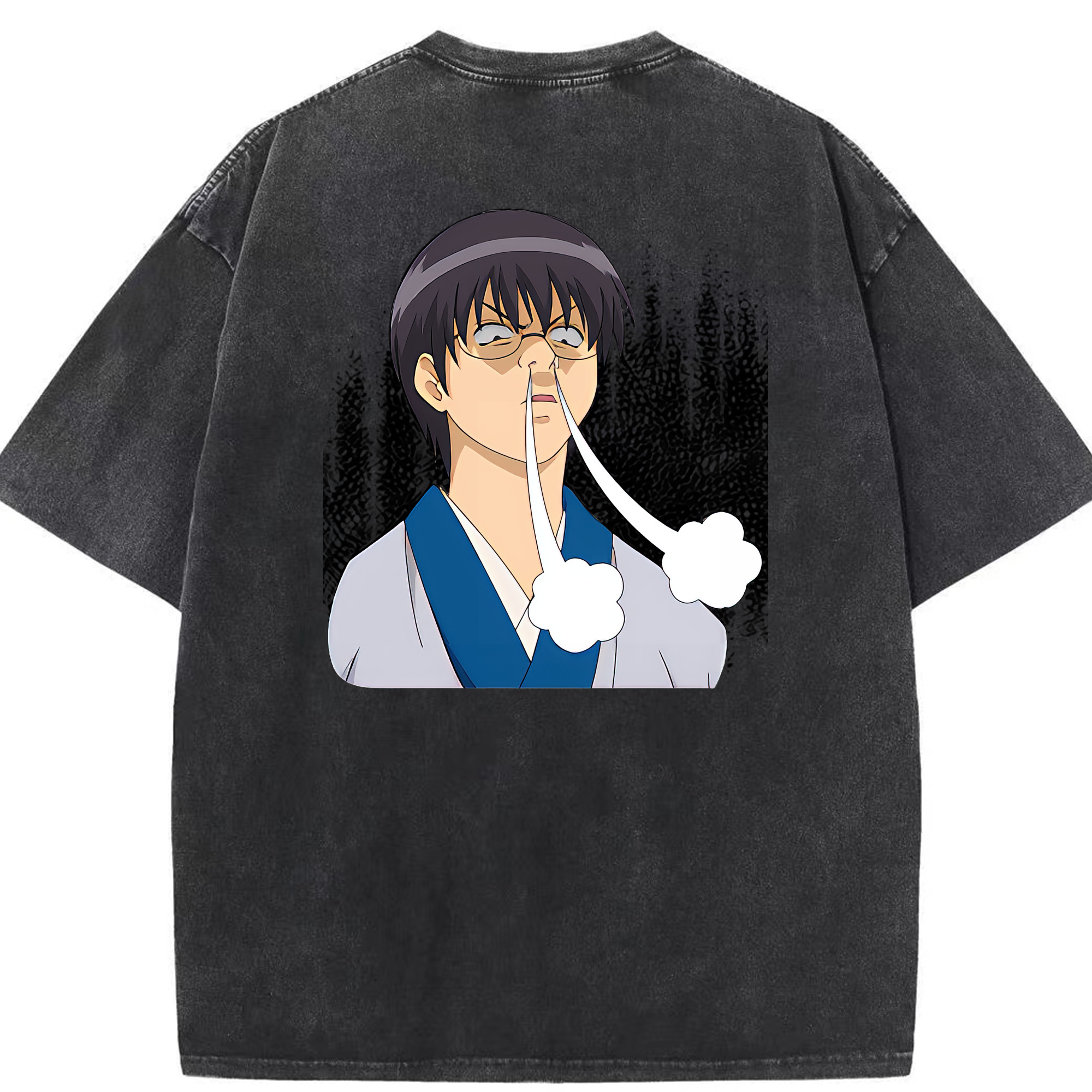 （画像用） ぎんたま 坂田銀時（さかたぎんとき） 神楽 志村新八（しむら しんぱち） GINTAMA Sakata Gintoki Kagura Shimura Shinpachi 綿100% ヴィンテージ風 半袖Tシャツ（背面プリント）