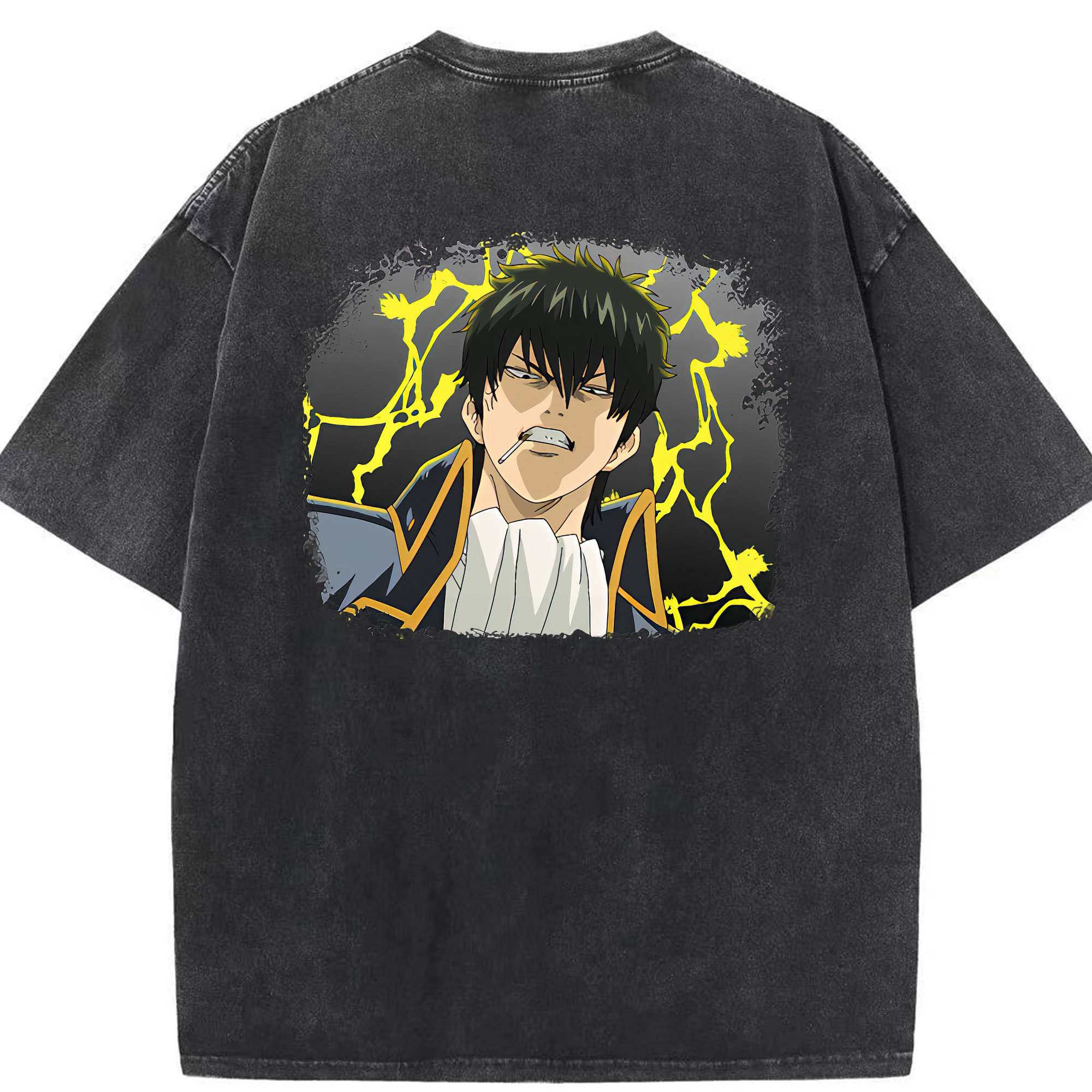（画像用） ぎんたま 坂田銀時（さかたぎんとき） 神楽 志村新八（しむら しんぱち） GINTAMA Sakata Gintoki Kagura Shimura Shinpachi 綿100% ヴィンテージ風 半袖Tシャツ（背面プリント）