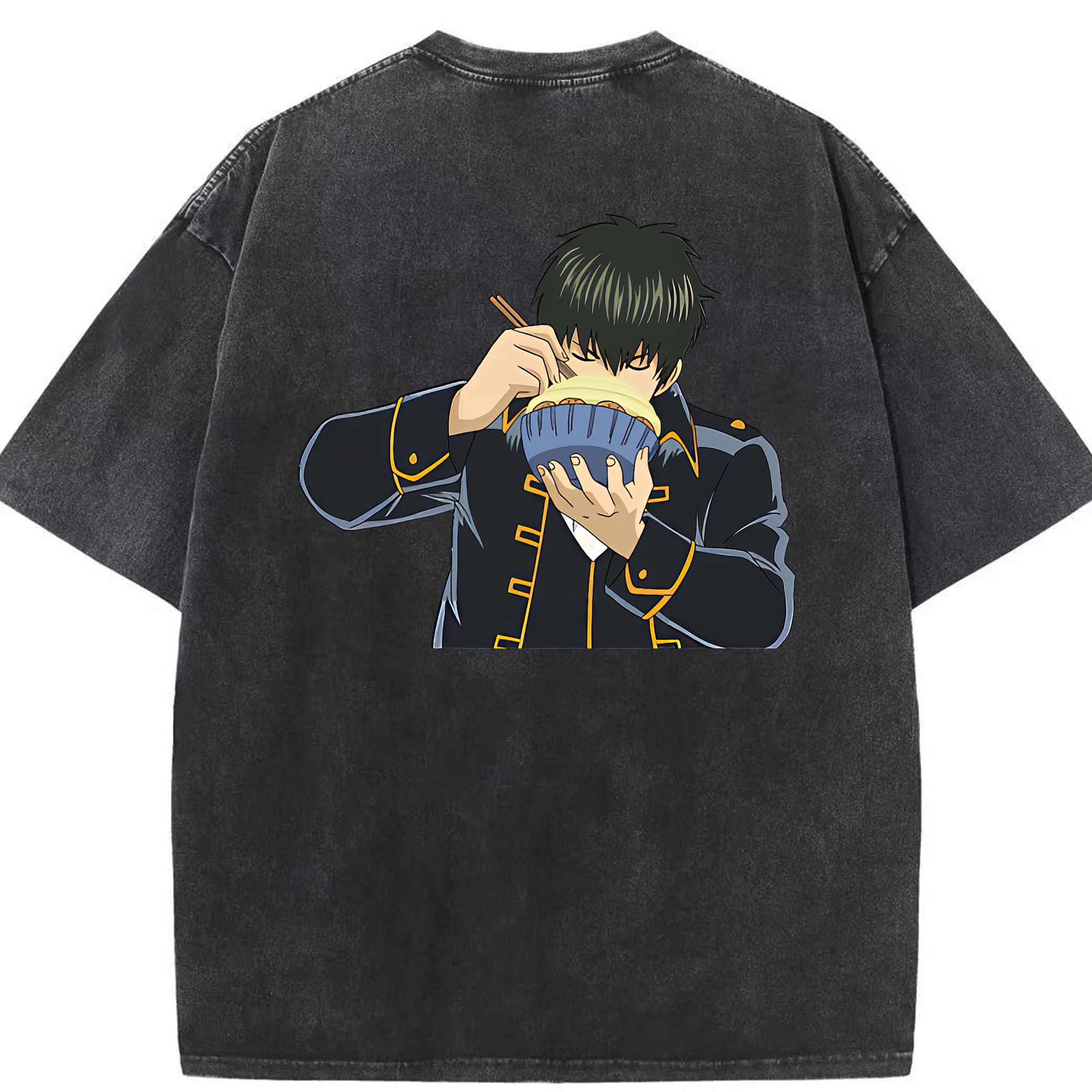 （画像用） ぎんたま 坂田銀時（さかたぎんとき） 神楽 志村新八（しむら しんぱち） GINTAMA Sakata Gintoki Kagura Shimura Shinpachi 綿100% ヴィンテージ風 半袖Tシャツ（背面プリント）