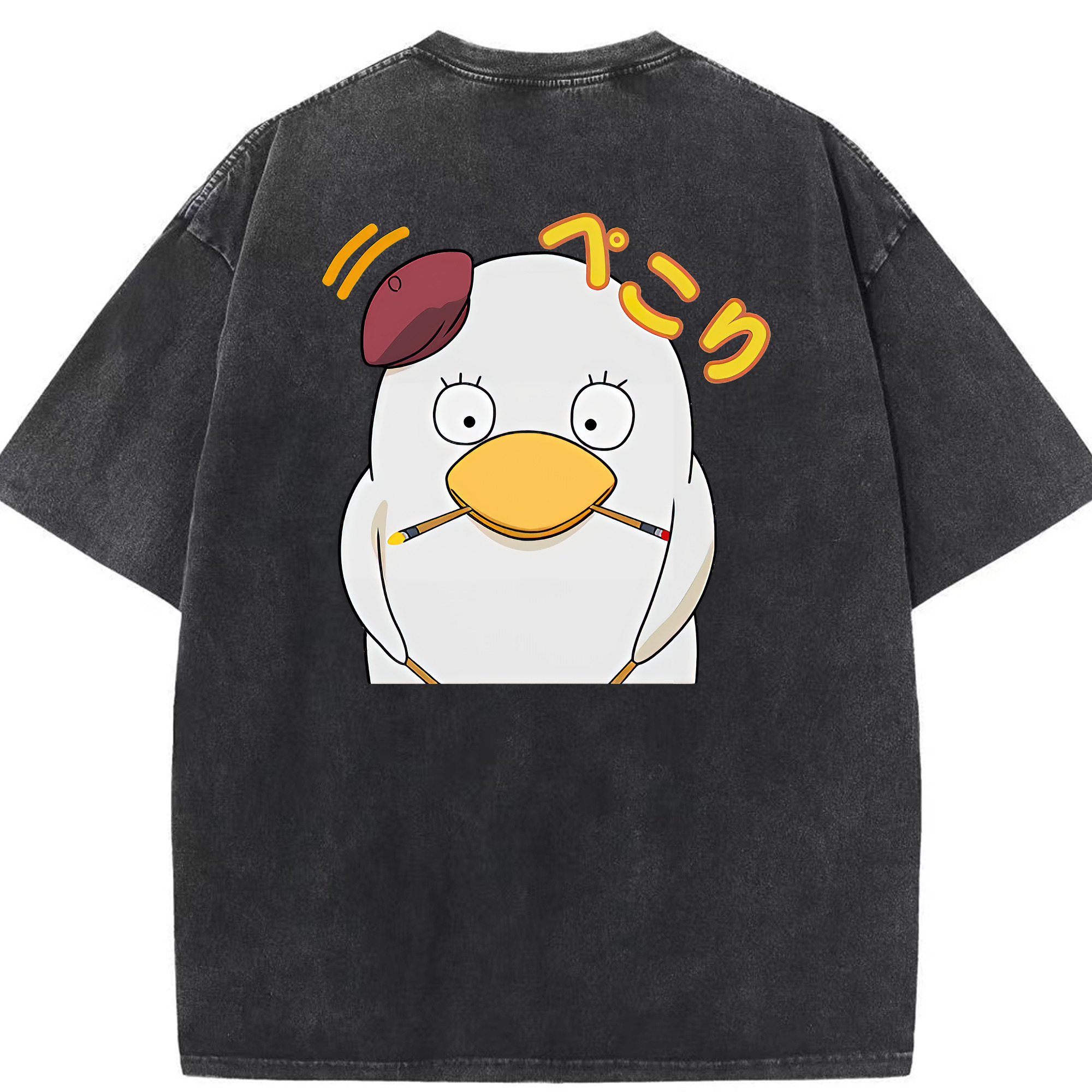 （画像用） ぎんたま 坂田銀時（さかたぎんとき） 神楽 志村新八（しむら しんぱち） GINTAMA Sakata Gintoki Kagura Shimura Shinpachi 綿100% ヴィンテージ風 半袖Tシャツ（背面プリント）