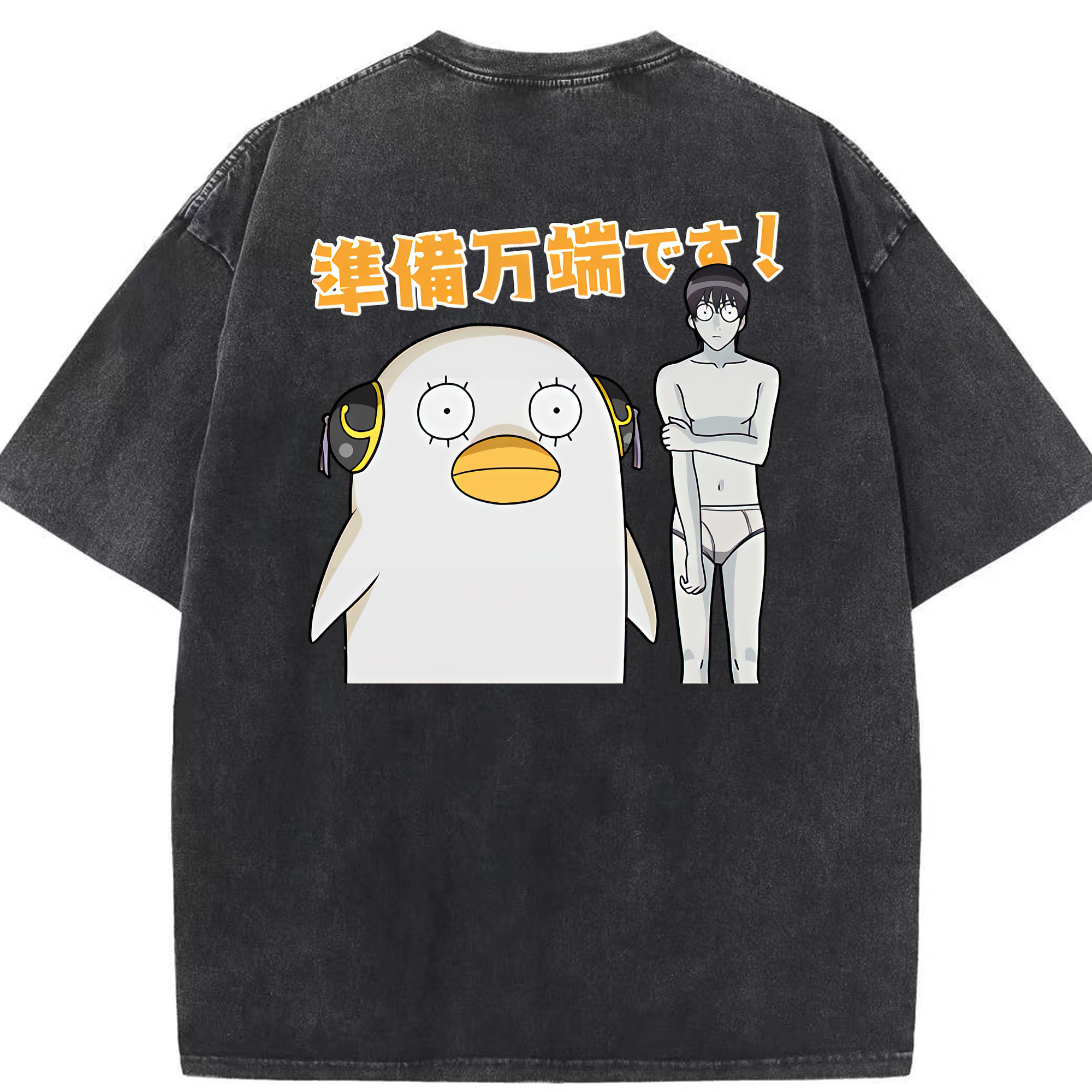 （画像用） ぎんたま 坂田銀時（さかたぎんとき） 神楽 志村新八（しむら しんぱち） GINTAMA Sakata Gintoki Kagura Shimura Shinpachi 綿100% ヴィンテージ風 半袖Tシャツ（背面プリント）