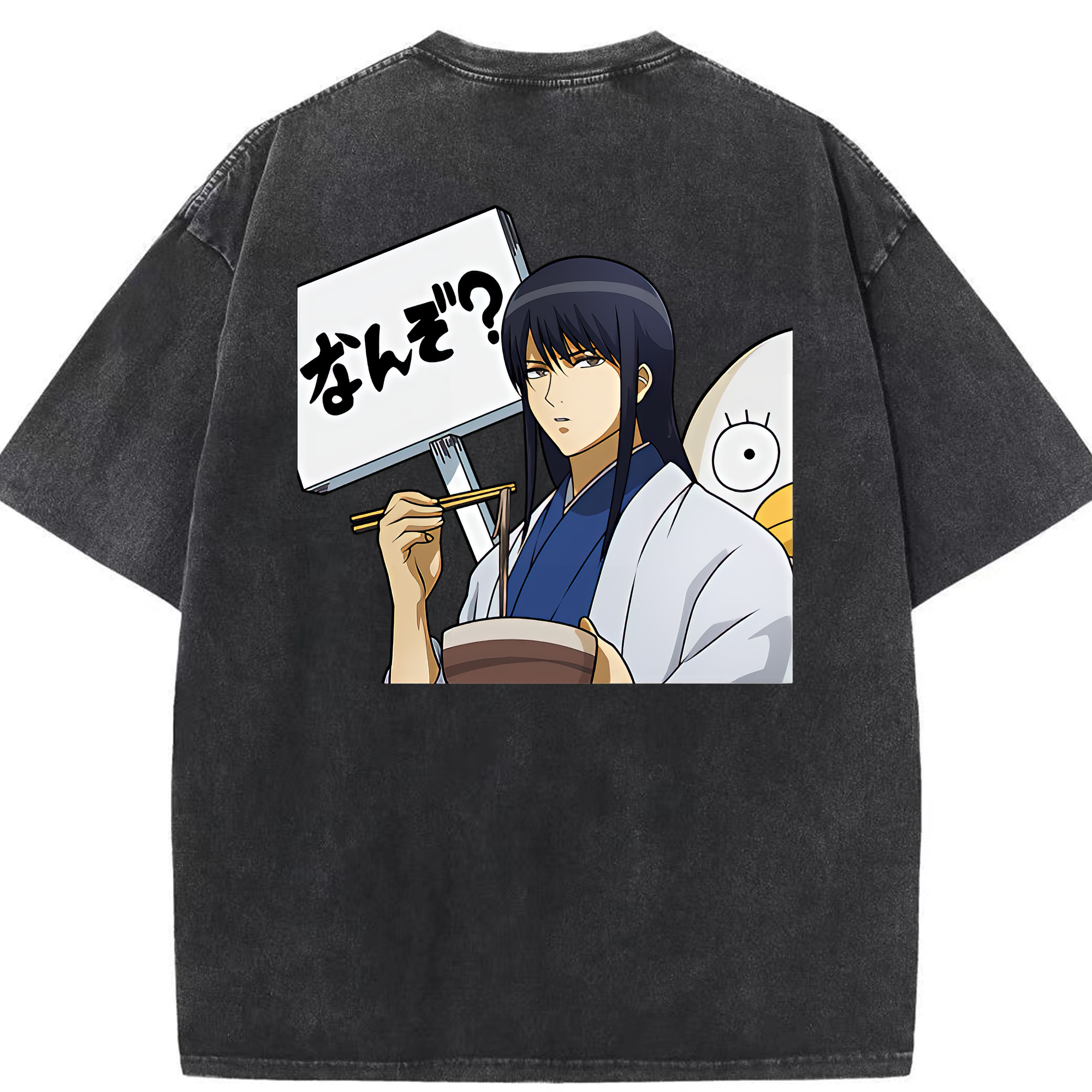 （画像用） ぎんたま 坂田銀時（さかたぎんとき） 神楽 志村新八（しむら しんぱち） GINTAMA Sakata Gintoki Kagura Shimura Shinpachi 綿100% ヴィンテージ風 半袖Tシャツ（背面プリント）