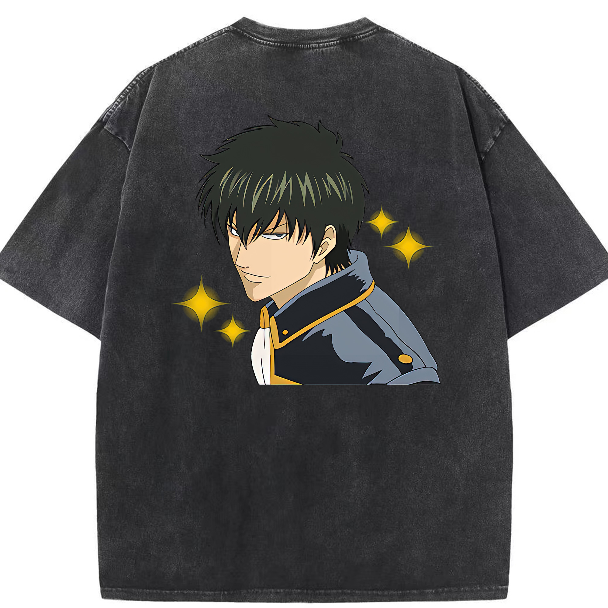 （画像用） ぎんたま 坂田銀時（さかたぎんとき） 神楽 志村新八（しむら しんぱち） GINTAMA Sakata Gintoki Kagura Shimura Shinpachi 綿100% ヴィンテージ風 半袖Tシャツ（背面プリント）
