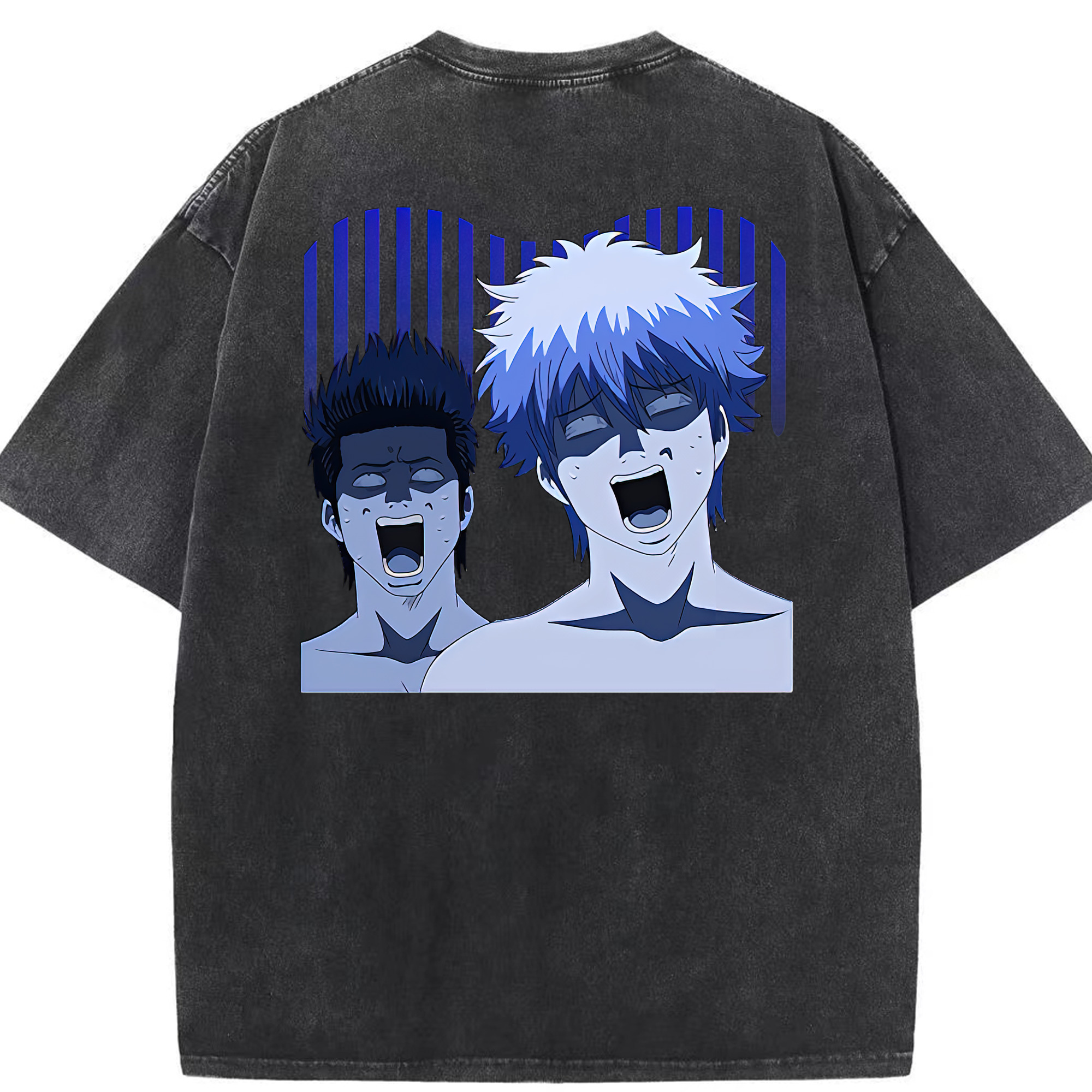 （画像用） ぎんたま 坂田銀時（さかたぎんとき） 神楽 志村新八（しむら しんぱち） GINTAMA Sakata Gintoki Kagura Shimura Shinpachi 綿100% ヴィンテージ風 半袖Tシャツ（背面プリント）