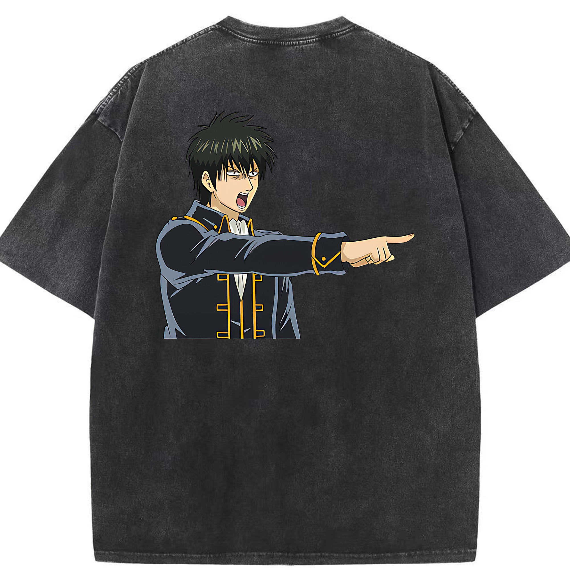 （画像用） ぎんたま 坂田銀時（さかたぎんとき） 神楽 志村新八（しむら しんぱち） GINTAMA Sakata Gintoki Kagura Shimura Shinpachi 綿100% ヴィンテージ風 半袖Tシャツ（背面プリント）