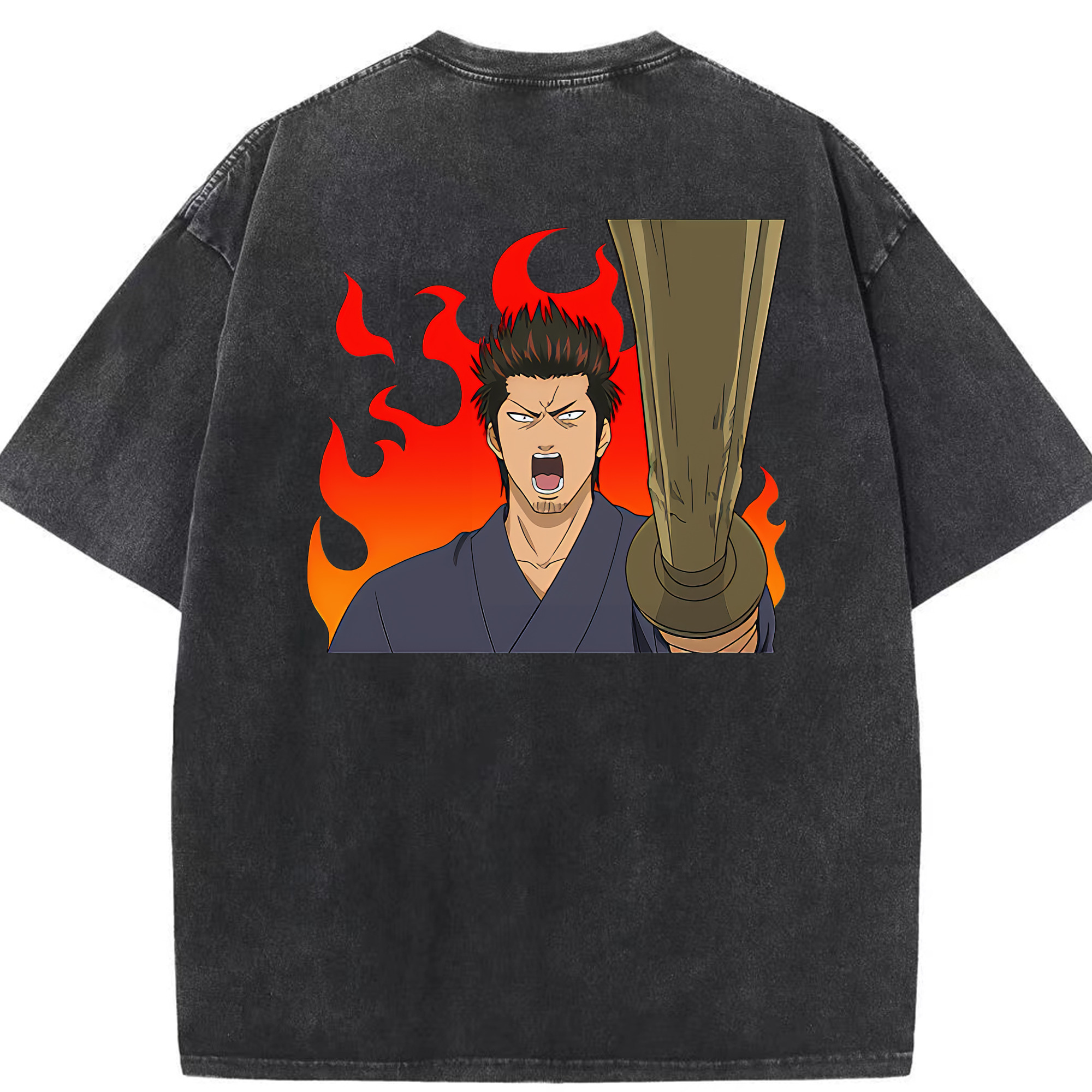 （画像用） ぎんたま 坂田銀時（さかたぎんとき） 神楽 志村新八（しむら しんぱち） GINTAMA Sakata Gintoki Kagura Shimura Shinpachi 綿100% ヴィンテージ風 半袖Tシャツ（背面プリント）
