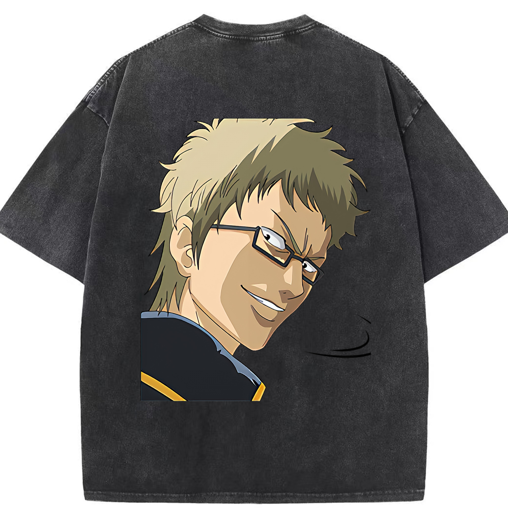（画像用） ぎんたま 坂田銀時（さかたぎんとき） 神楽 志村新八（しむら しんぱち） GINTAMA Sakata Gintoki Kagura Shimura Shinpachi 綿100% ヴィンテージ風 半袖Tシャツ（背面プリント）