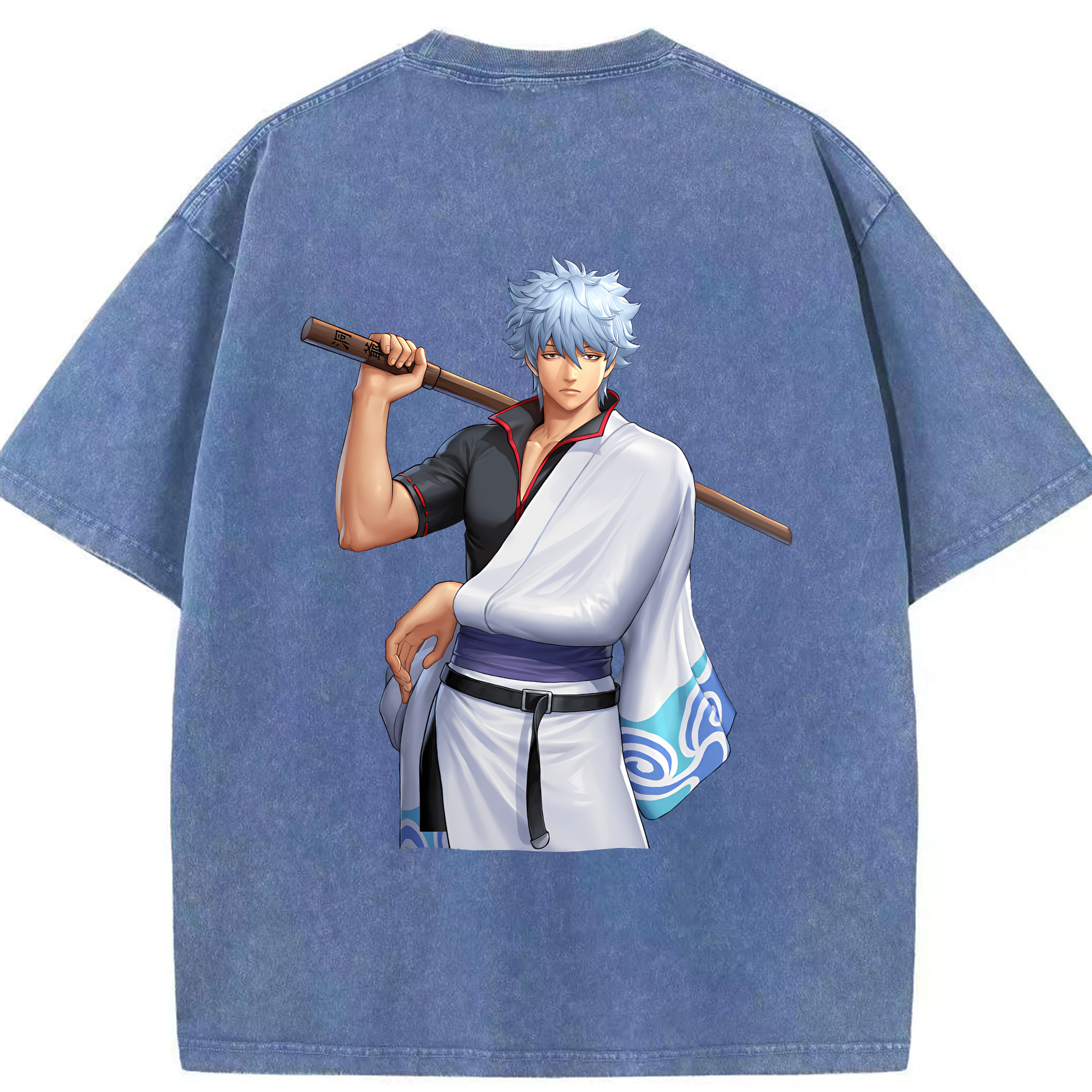 （画像用） ぎんたま 坂田銀時（さかたぎんとき） 神楽 志村新八（しむら しんぱち） GINTAMA Sakata Gintoki Kagura Shimura Shinpachi 綿100% ヴィンテージ風 半袖Tシャツ（背面プリント）
