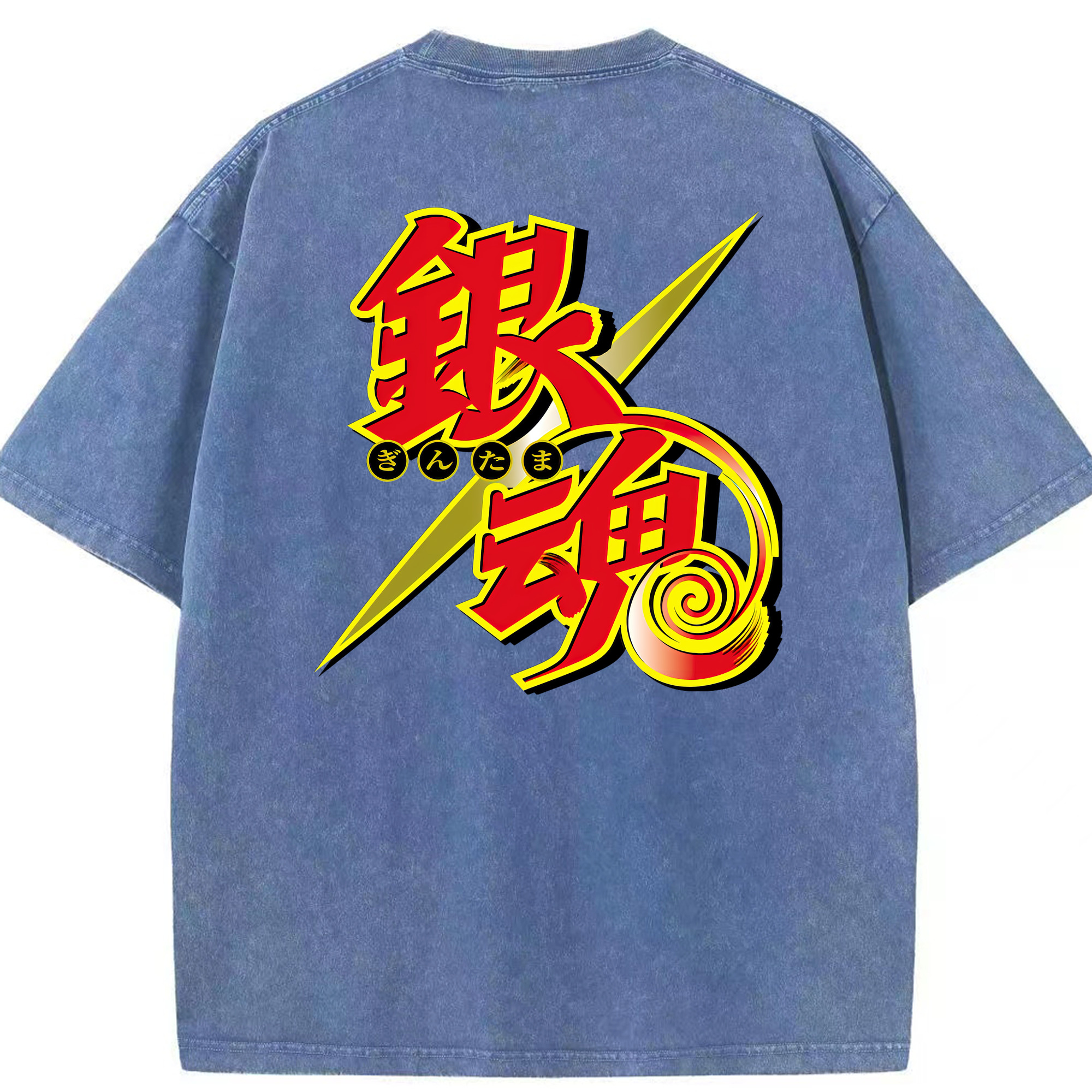 （画像用） ぎんたま 坂田銀時（さかたぎんとき） 神楽 志村新八（しむら しんぱち） GINTAMA Sakata Gintoki Kagura Shimura Shinpachi 綿100% ヴィンテージ風 半袖Tシャツ（背面プリント）