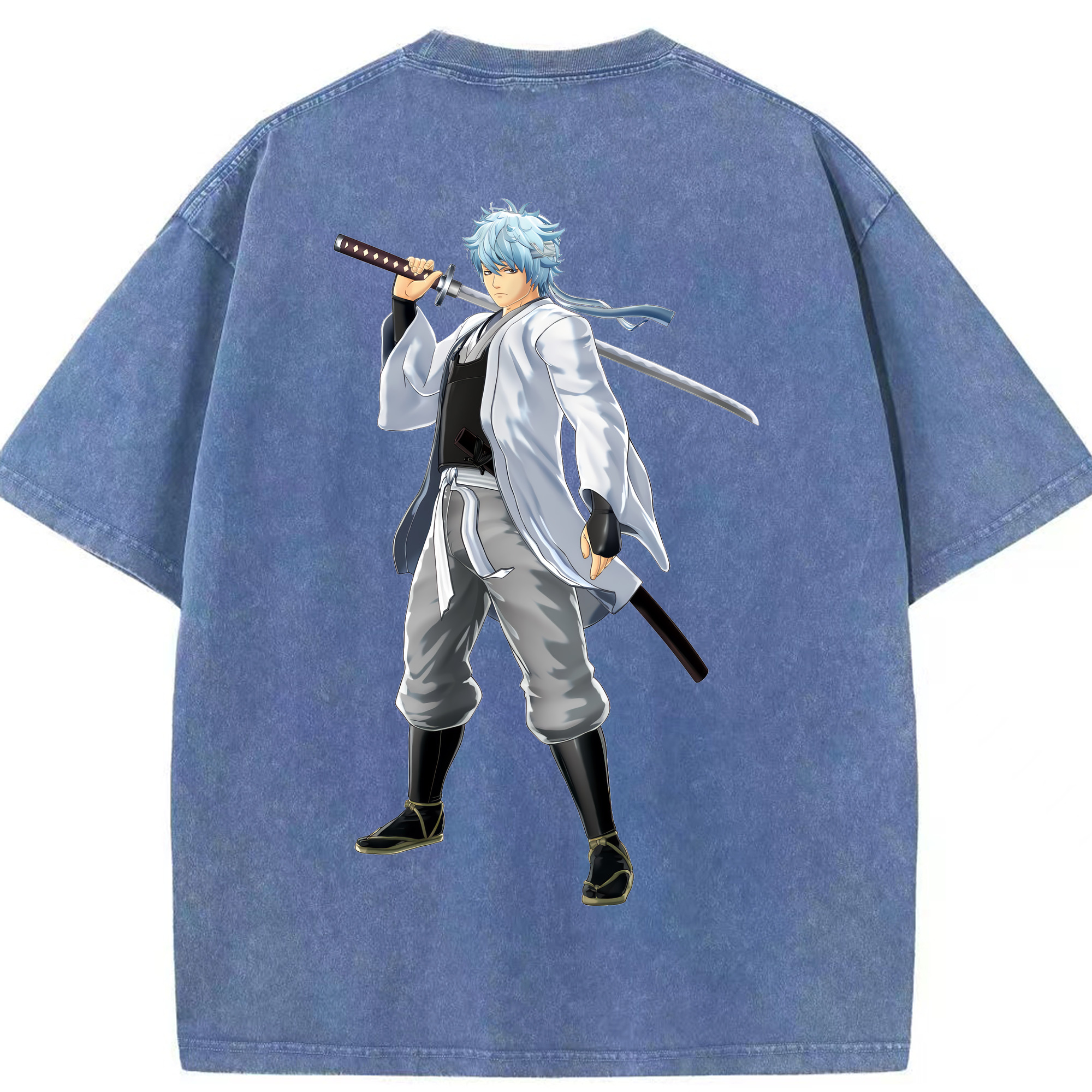 （画像用） ぎんたま 坂田銀時（さかたぎんとき） 神楽 志村新八（しむら しんぱち） GINTAMA Sakata Gintoki Kagura Shimura Shinpachi 綿100% ヴィンテージ風 半袖Tシャツ（背面プリント）