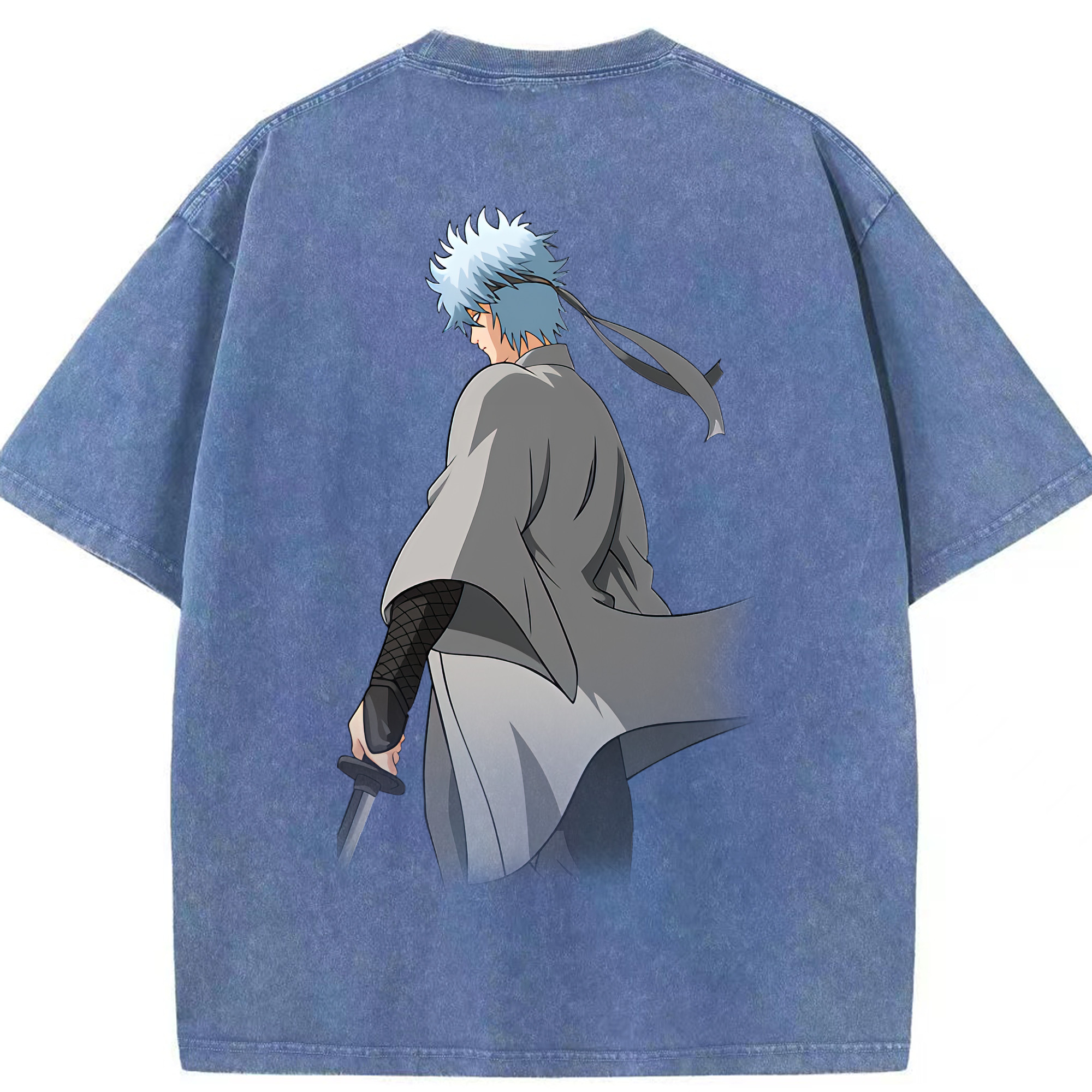 （画像用） ぎんたま 坂田銀時（さかたぎんとき） 神楽 志村新八（しむら しんぱち） GINTAMA Sakata Gintoki Kagura Shimura Shinpachi 綿100% ヴィンテージ風 半袖Tシャツ（背面プリント）