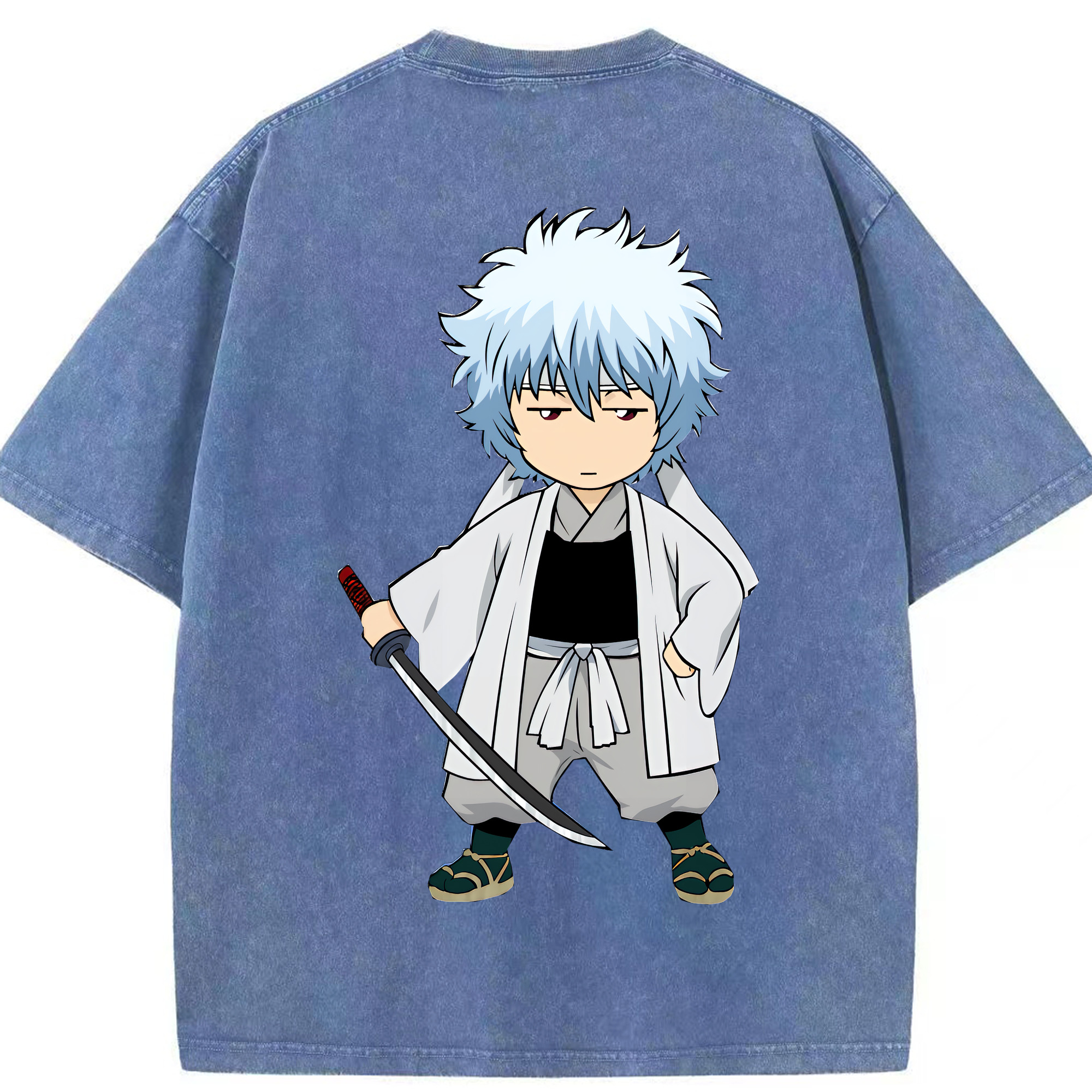（画像用） ぎんたま 坂田銀時（さかたぎんとき） 神楽 志村新八（しむら しんぱち） GINTAMA Sakata Gintoki Kagura Shimura Shinpachi 綿100% ヴィンテージ風 半袖Tシャツ（背面プリント）