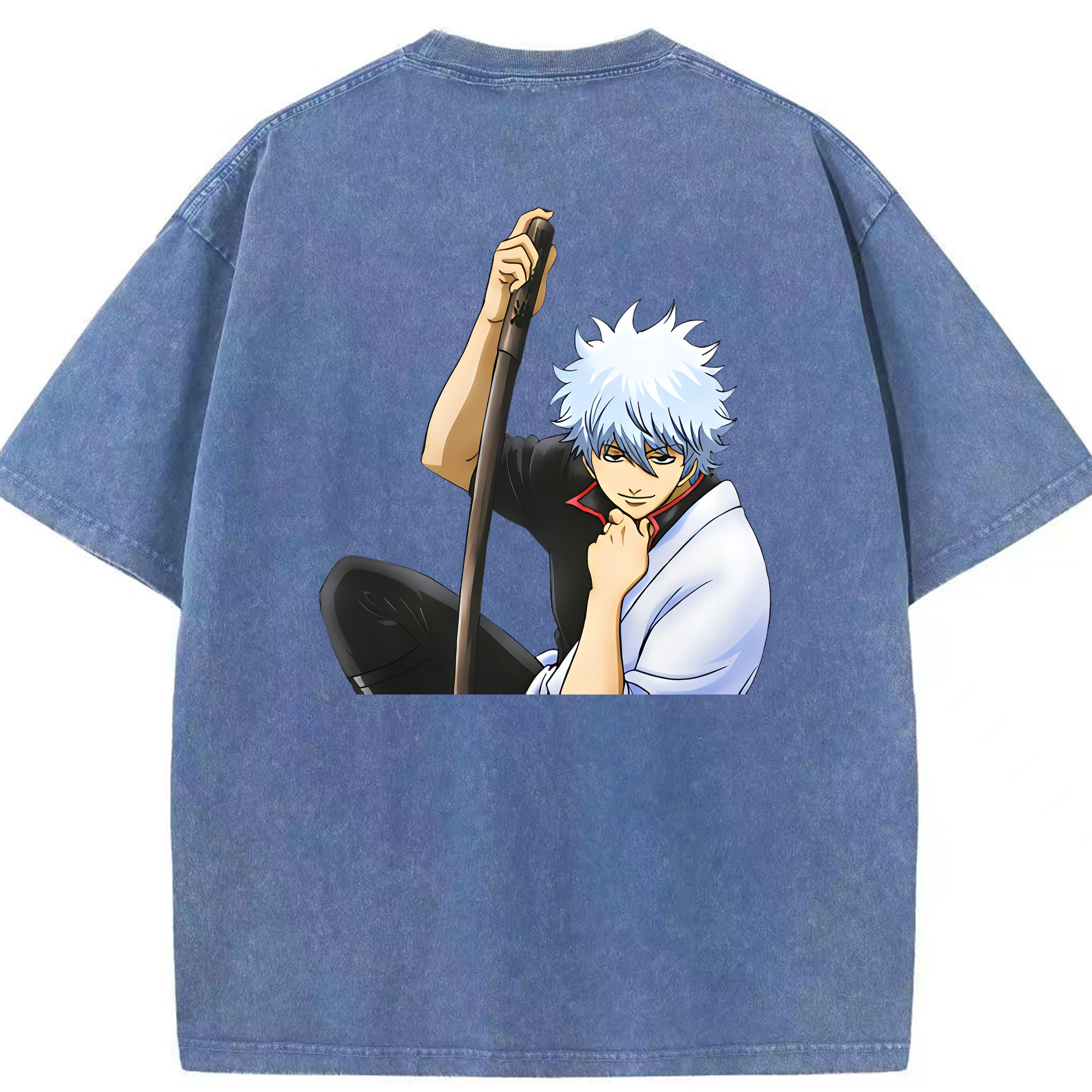 （画像用） ぎんたま 坂田銀時（さかたぎんとき） 神楽 志村新八（しむら しんぱち） GINTAMA Sakata Gintoki Kagura Shimura Shinpachi 綿100% ヴィンテージ風 半袖Tシャツ（背面プリント）