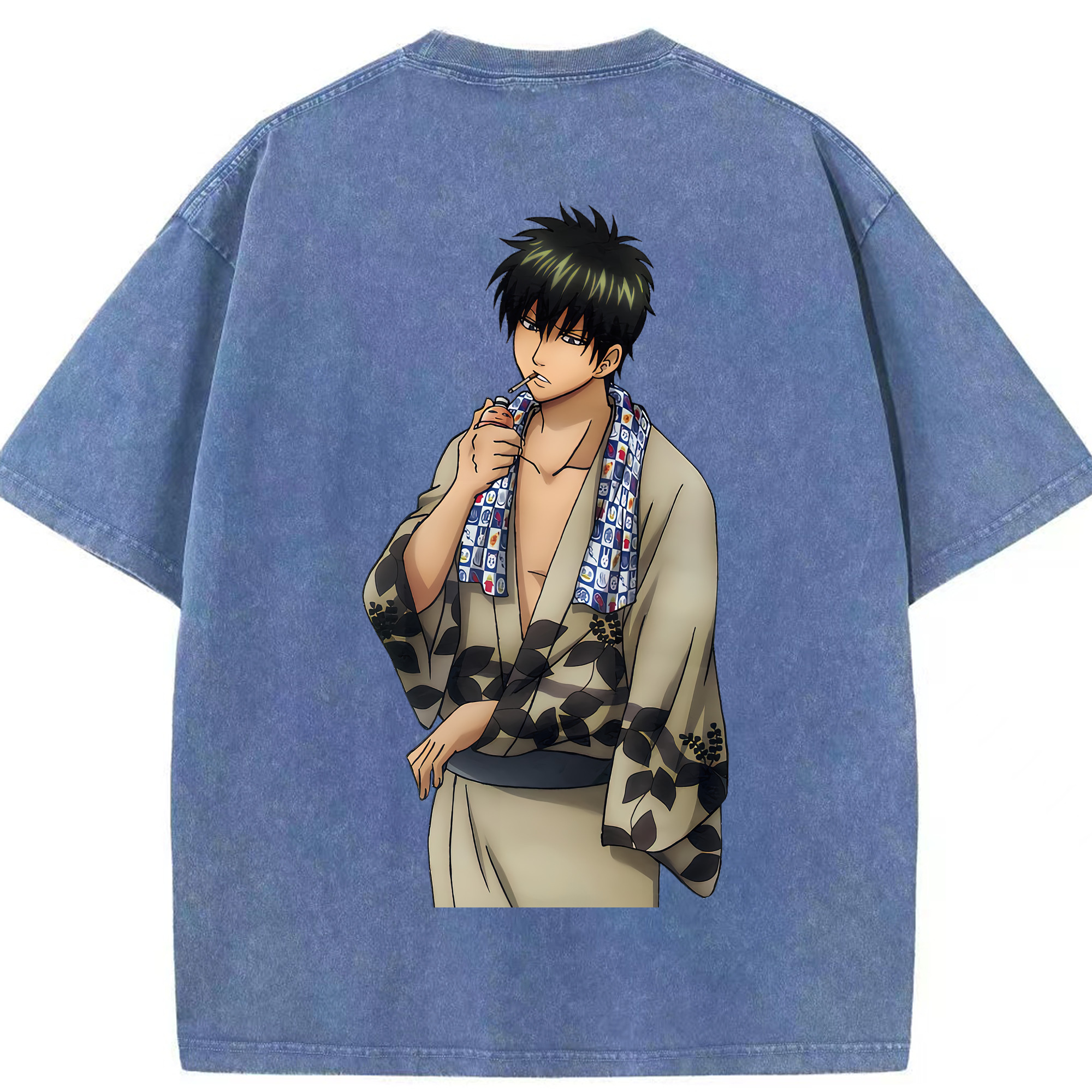 （画像用） ぎんたま 坂田銀時（さかたぎんとき） 神楽 志村新八（しむら しんぱち） GINTAMA Sakata Gintoki Kagura Shimura Shinpachi 綿100% ヴィンテージ風 半袖Tシャツ（背面プリント）