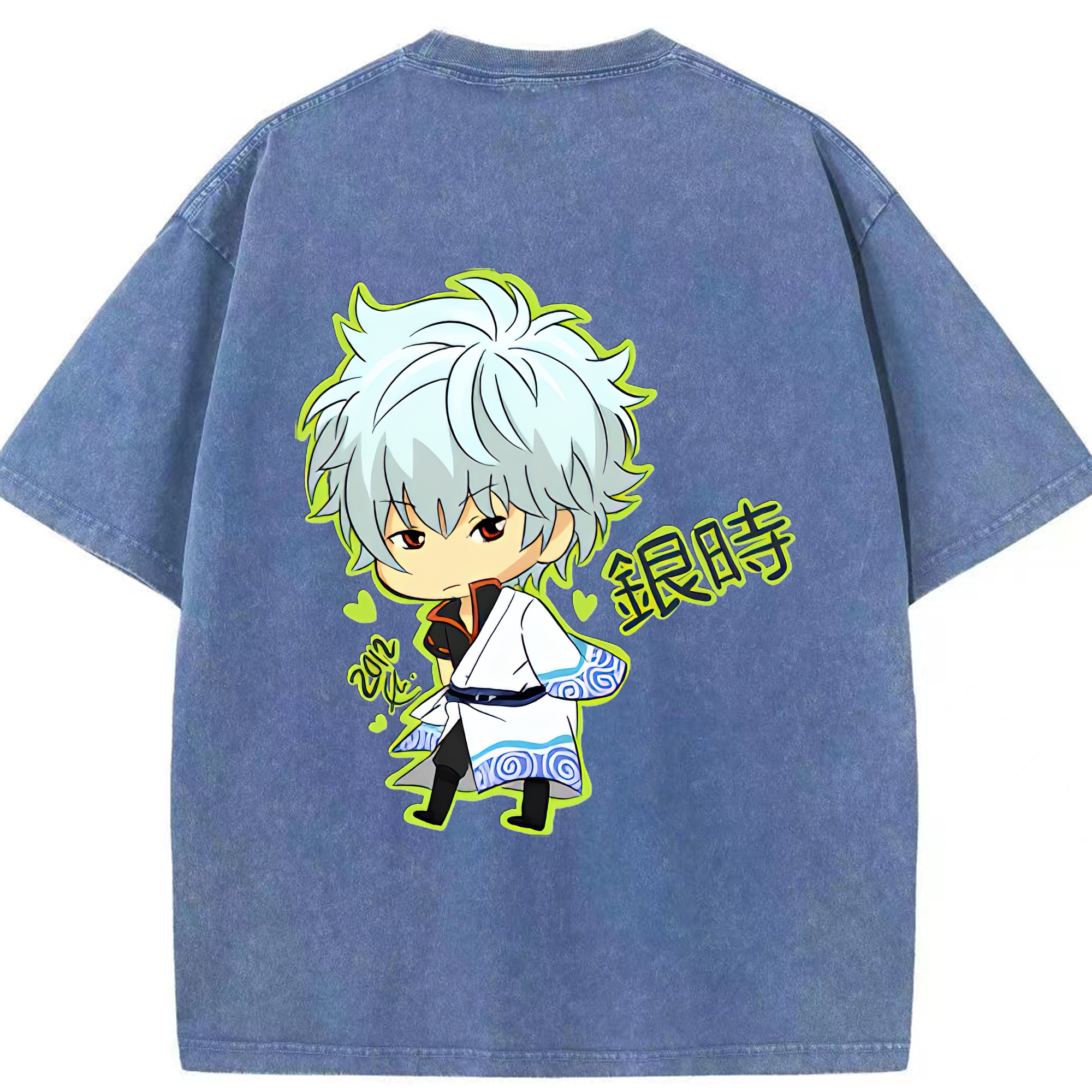（画像用） ぎんたま 坂田銀時（さかたぎんとき） 神楽 志村新八（しむら しんぱち） GINTAMA Sakata Gintoki Kagura Shimura Shinpachi 綿100% ヴィンテージ風 半袖Tシャツ（背面プリント）