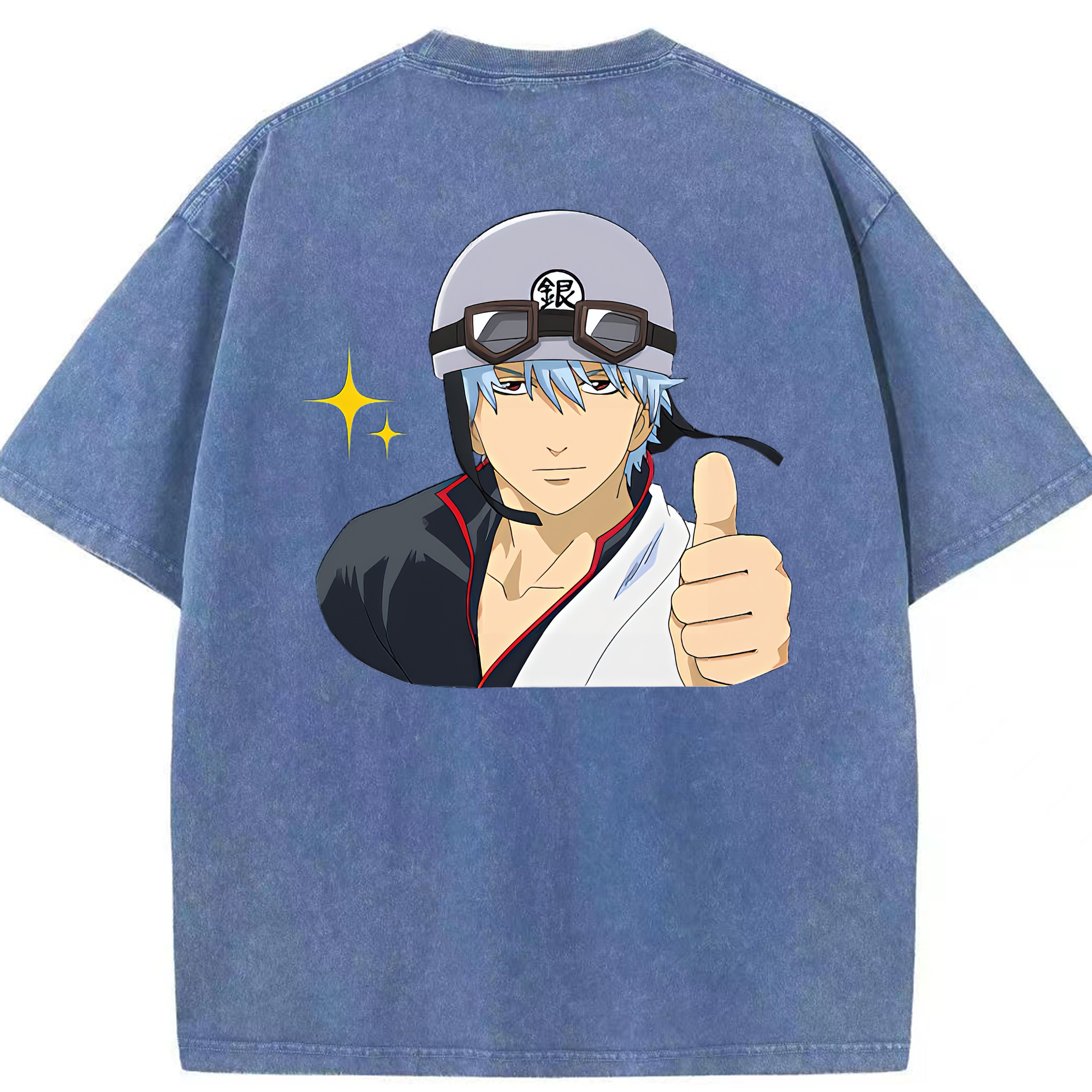 （画像用） ぎんたま 坂田銀時（さかたぎんとき） 神楽 志村新八（しむら しんぱち） GINTAMA Sakata Gintoki Kagura Shimura Shinpachi 綿100% ヴィンテージ風 半袖Tシャツ（背面プリント）