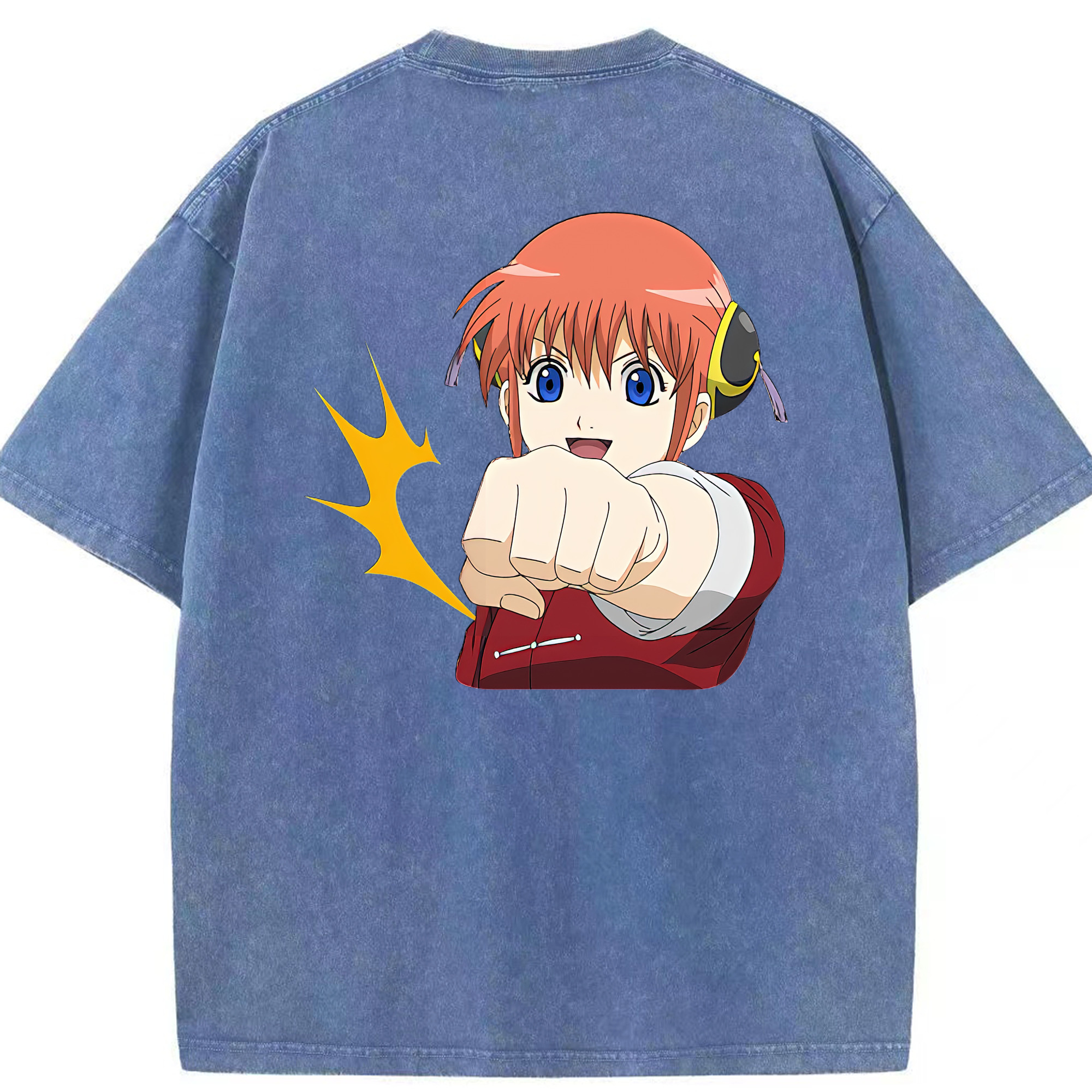 （画像用） ぎんたま 坂田銀時（さかたぎんとき） 神楽 志村新八（しむら しんぱち） GINTAMA Sakata Gintoki Kagura Shimura Shinpachi 綿100% ヴィンテージ風 半袖Tシャツ（背面プリント）