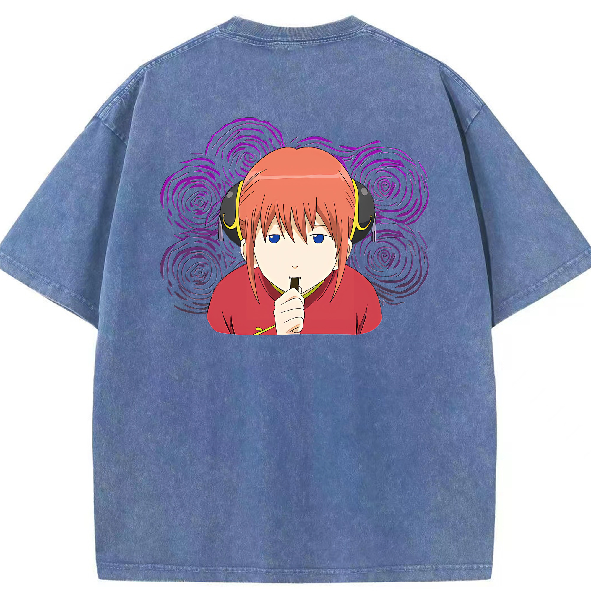 （画像用） ぎんたま 坂田銀時（さかたぎんとき） 神楽 志村新八（しむら しんぱち） GINTAMA Sakata Gintoki Kagura Shimura Shinpachi 綿100% ヴィンテージ風 半袖Tシャツ（背面プリント）