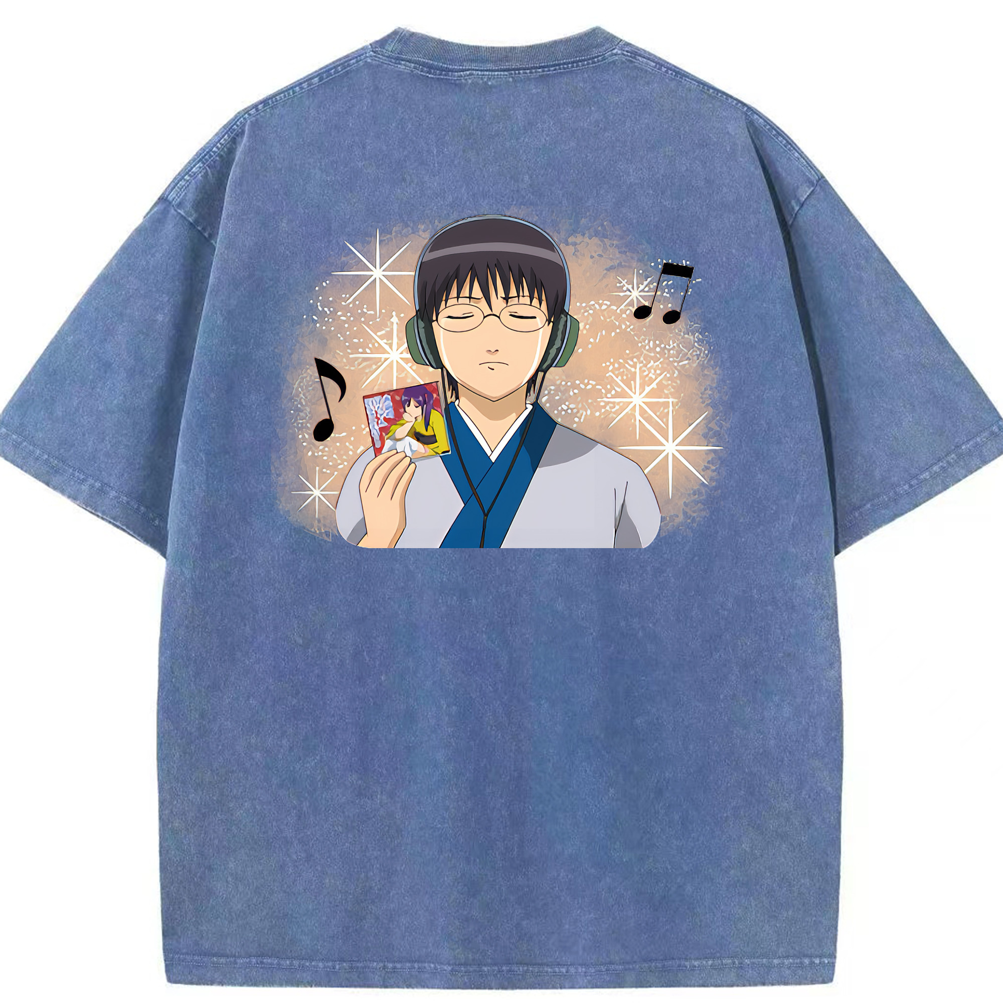 （画像用） ぎんたま 坂田銀時（さかたぎんとき） 神楽 志村新八（しむら しんぱち） GINTAMA Sakata Gintoki Kagura Shimura Shinpachi 綿100% ヴィンテージ風 半袖Tシャツ（背面プリント）