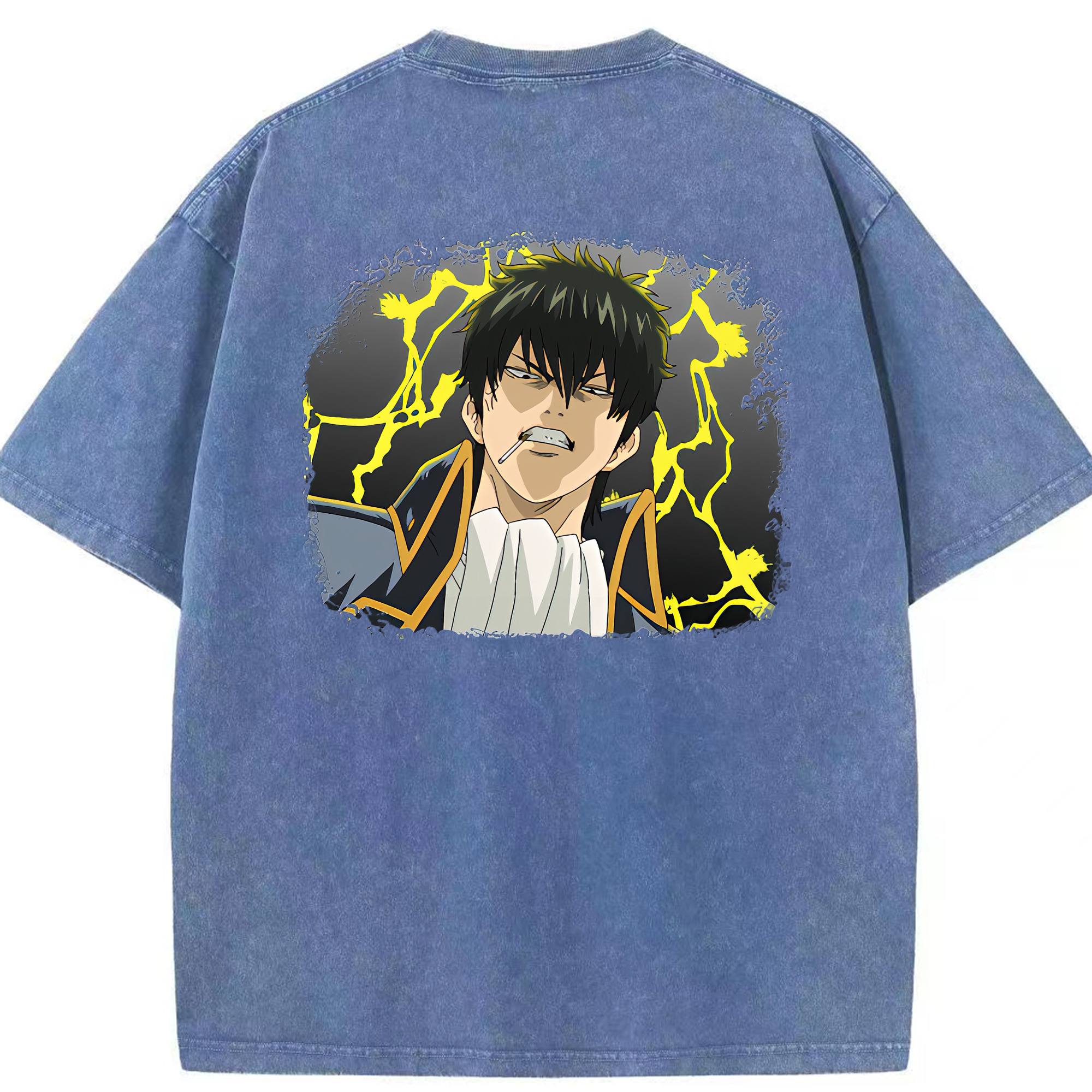 （画像用） ぎんたま 坂田銀時（さかたぎんとき） 神楽 志村新八（しむら しんぱち） GINTAMA Sakata Gintoki Kagura Shimura Shinpachi 綿100% ヴィンテージ風 半袖Tシャツ（背面プリント）