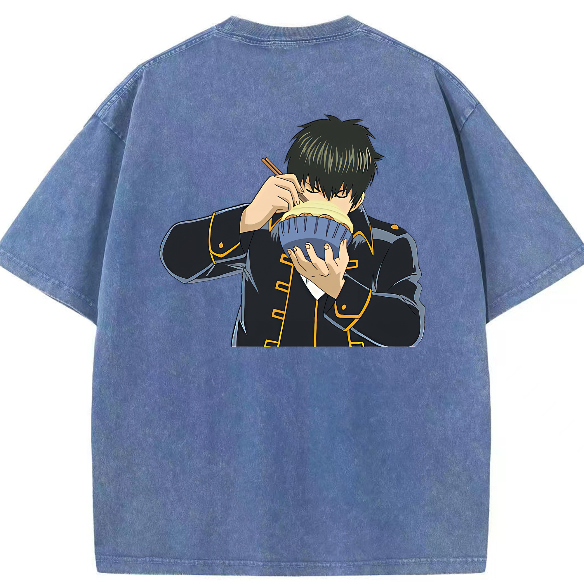（画像用） ぎんたま 坂田銀時（さかたぎんとき） 神楽 志村新八（しむら しんぱち） GINTAMA Sakata Gintoki Kagura Shimura Shinpachi 綿100% ヴィンテージ風 半袖Tシャツ（背面プリント）