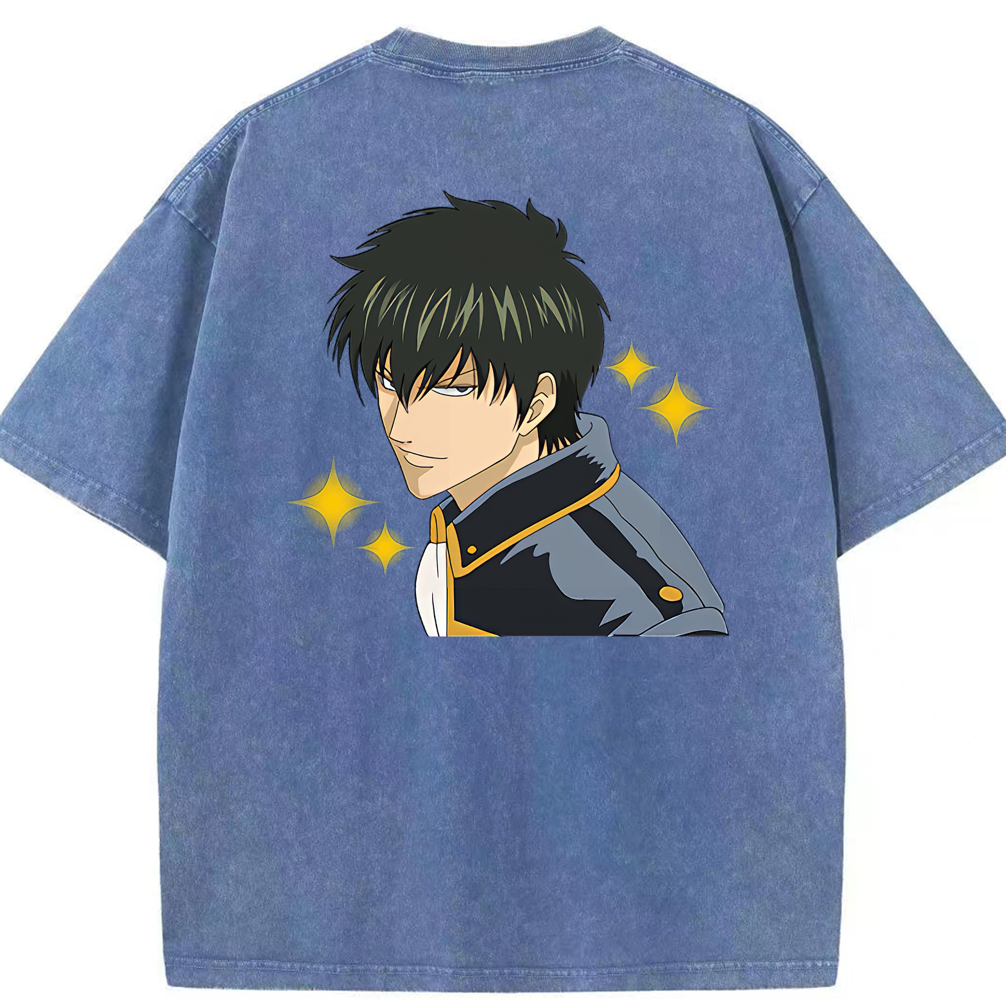 （画像用） ぎんたま 坂田銀時（さかたぎんとき） 神楽 志村新八（しむら しんぱち） GINTAMA Sakata Gintoki Kagura Shimura Shinpachi 綿100% ヴィンテージ風 半袖Tシャツ（背面プリント）