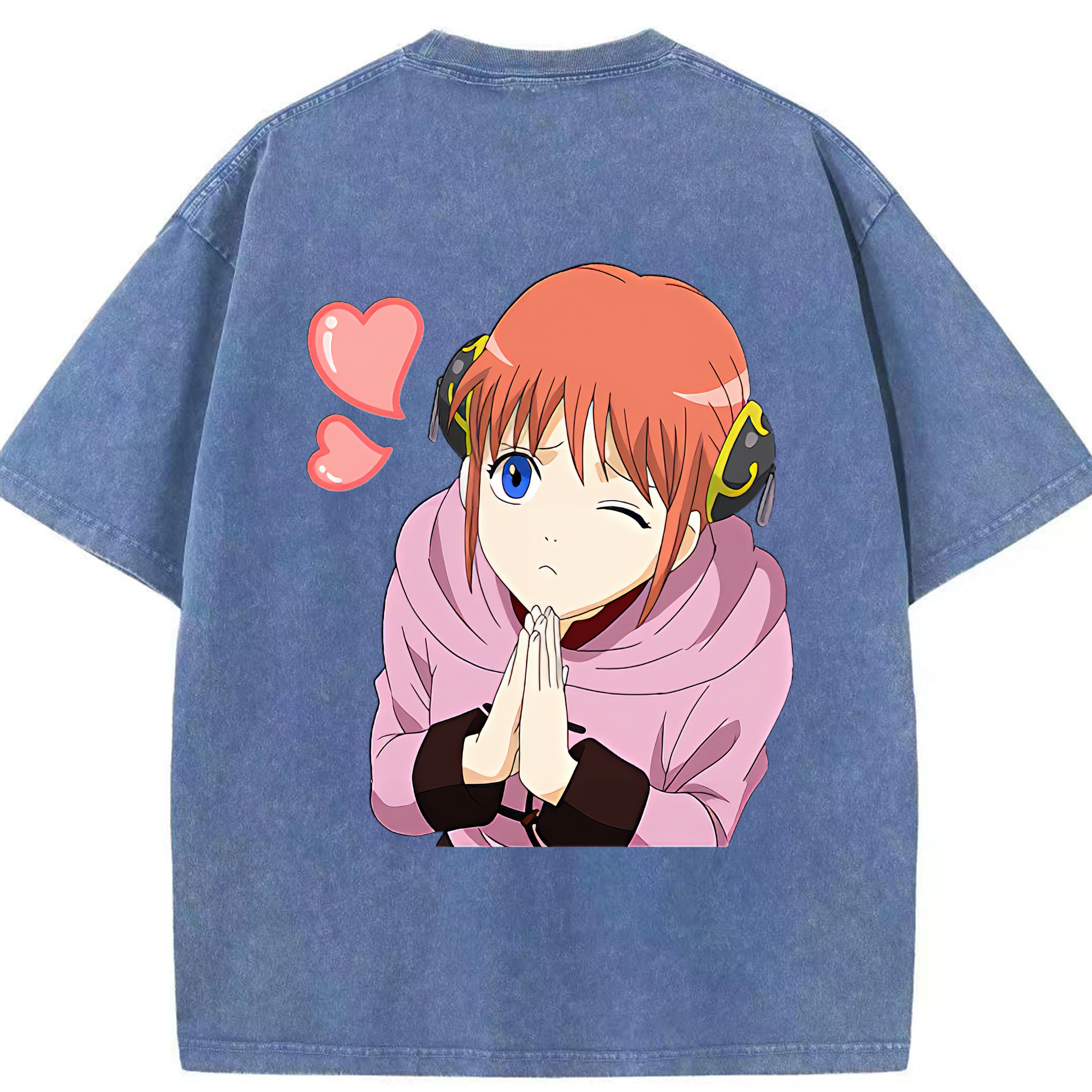 （画像用） ぎんたま 坂田銀時（さかたぎんとき） 神楽 志村新八（しむら しんぱち） GINTAMA Sakata Gintoki Kagura Shimura Shinpachi 綿100% ヴィンテージ風 半袖Tシャツ（背面プリント）