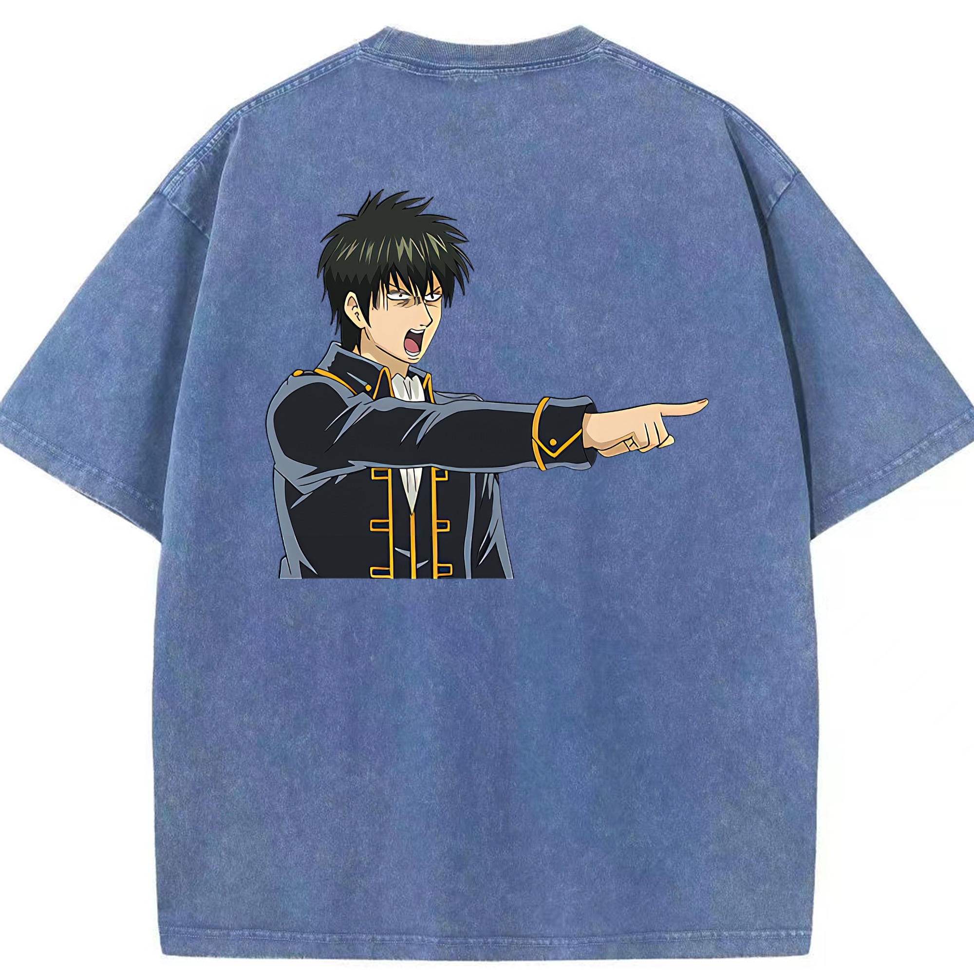 （画像用） ぎんたま 坂田銀時（さかたぎんとき） 神楽 志村新八（しむら しんぱち） GINTAMA Sakata Gintoki Kagura Shimura Shinpachi 綿100% ヴィンテージ風 半袖Tシャツ（背面プリント）