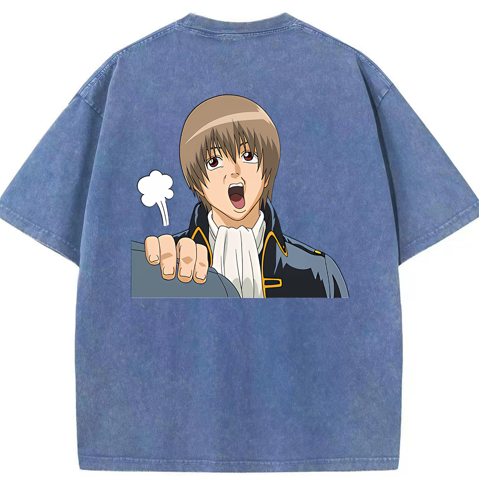 （画像用） ぎんたま 坂田銀時（さかたぎんとき） 神楽 志村新八（しむら しんぱち） GINTAMA Sakata Gintoki Kagura Shimura Shinpachi 綿100% ヴィンテージ風 半袖Tシャツ（背面プリント）
