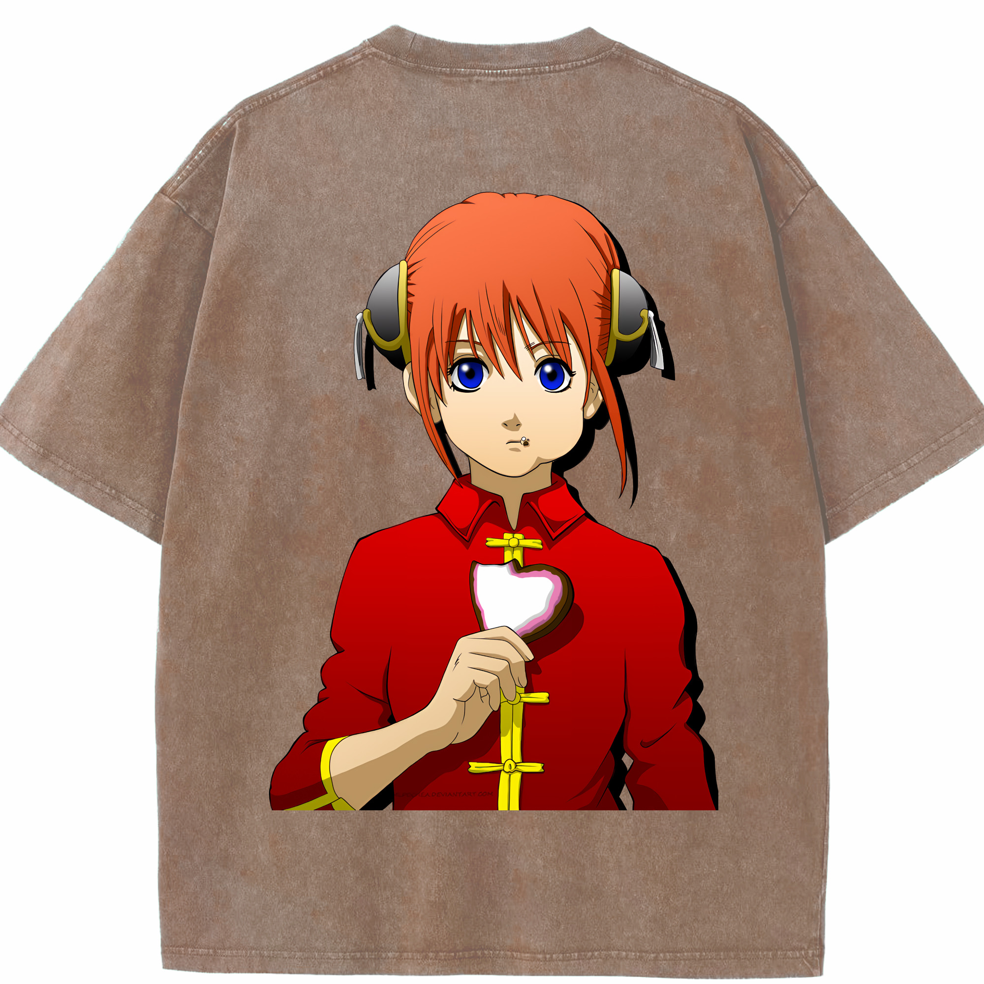 （画像用） ぎんたま 坂田銀時（さかたぎんとき） 神楽 志村新八（しむら しんぱち） GINTAMA Sakata Gintoki Kagura Shimura Shinpachi 綿100% ヴィンテージ風 半袖Tシャツ（背面プリント）
