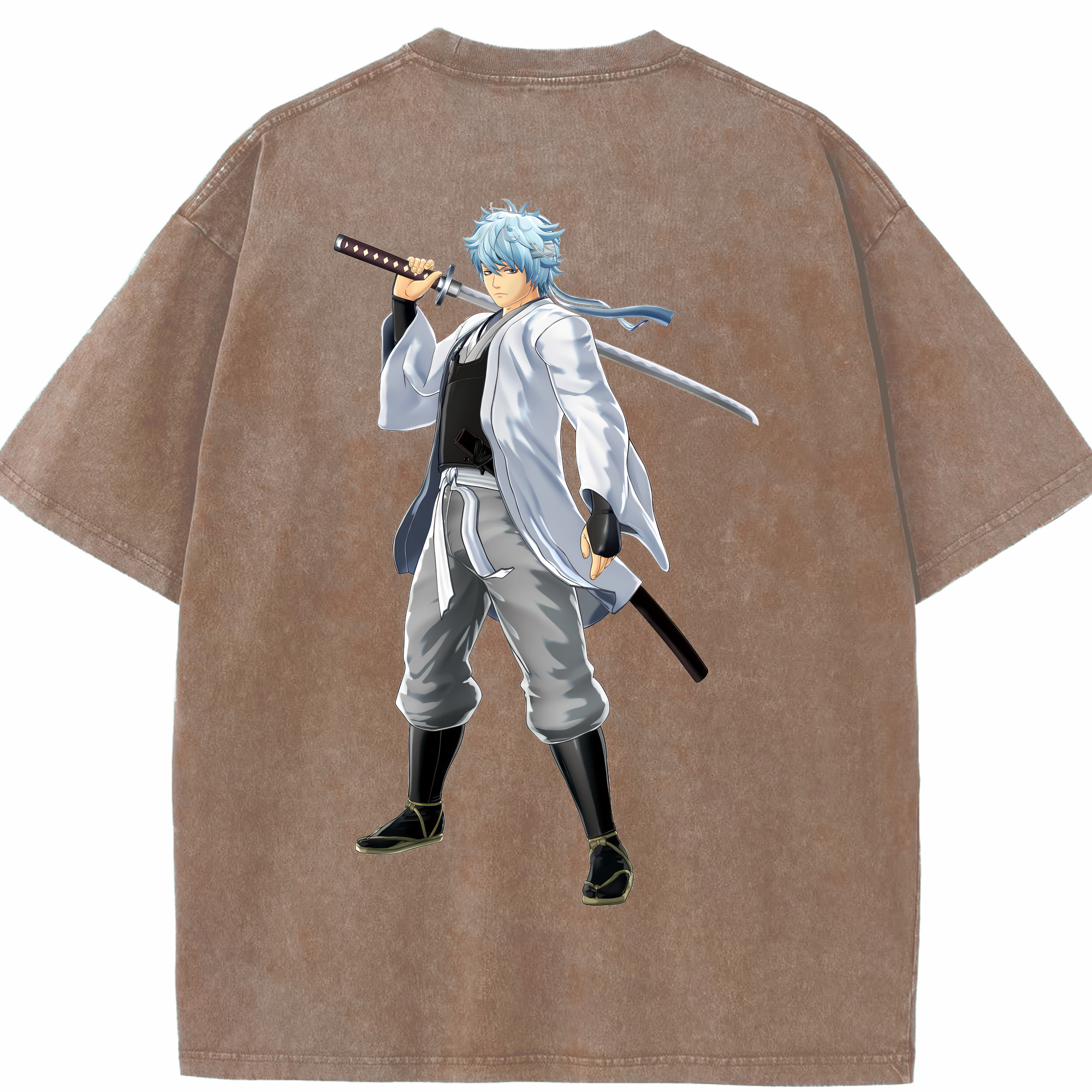（画像用） ぎんたま 坂田銀時（さかたぎんとき） 神楽 志村新八（しむら しんぱち） GINTAMA Sakata Gintoki Kagura Shimura Shinpachi 綿100% ヴィンテージ風 半袖Tシャツ（背面プリント）