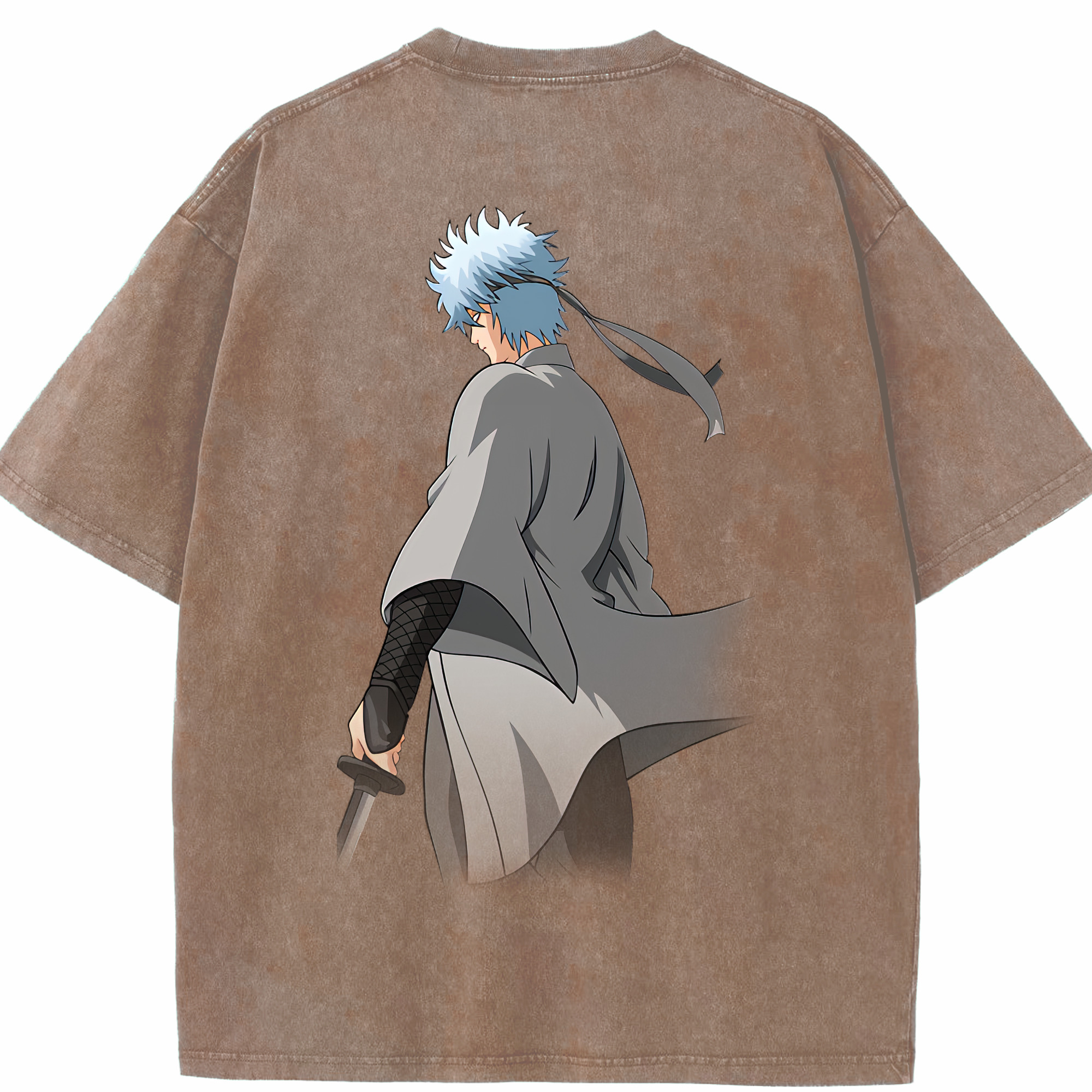 （画像用） ぎんたま 坂田銀時（さかたぎんとき） 神楽 志村新八（しむら しんぱち） GINTAMA Sakata Gintoki Kagura Shimura Shinpachi 綿100% ヴィンテージ風 半袖Tシャツ（背面プリント）