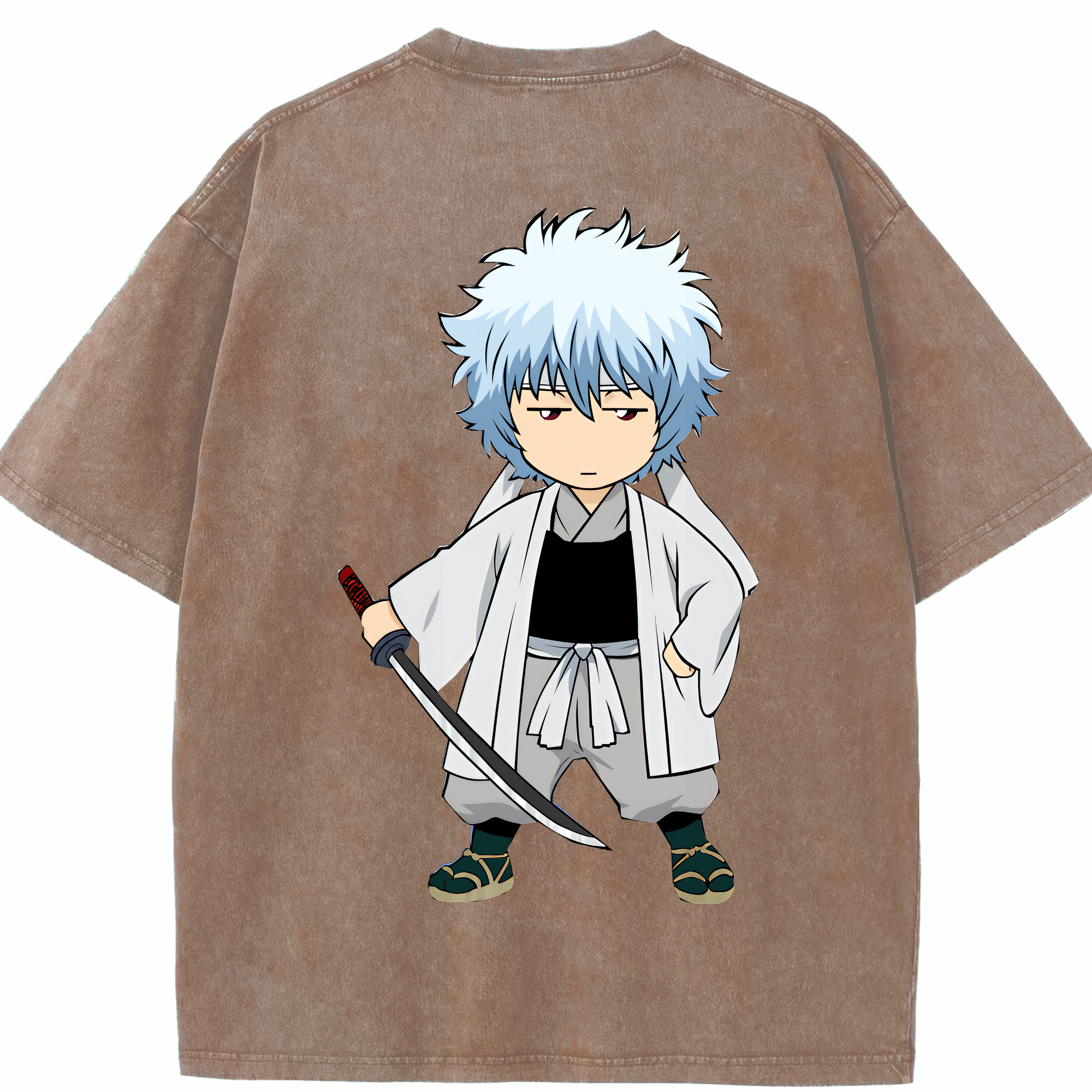 （画像用） ぎんたま 坂田銀時（さかたぎんとき） 神楽 志村新八（しむら しんぱち） GINTAMA Sakata Gintoki Kagura Shimura Shinpachi 綿100% ヴィンテージ風 半袖Tシャツ（背面プリント）