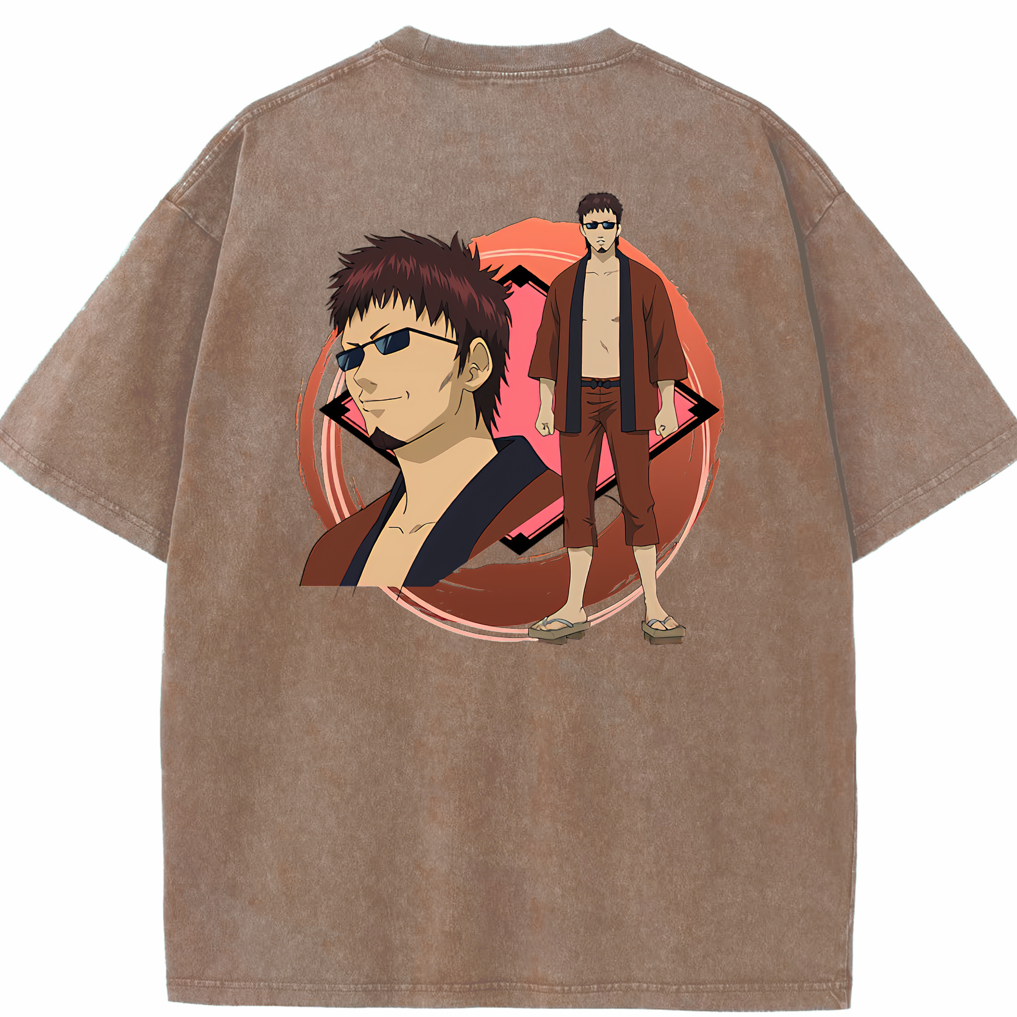 （画像用） ぎんたま 坂田銀時（さかたぎんとき） 神楽 志村新八（しむら しんぱち） GINTAMA Sakata Gintoki Kagura Shimura Shinpachi 綿100% ヴィンテージ風 半袖Tシャツ（背面プリント）