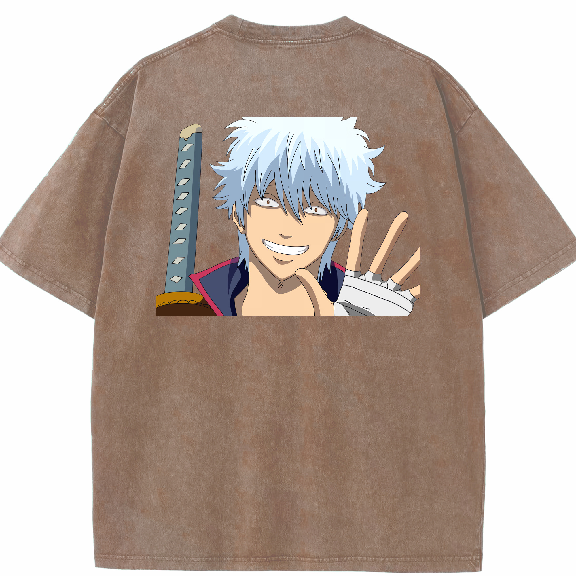 （画像用） ぎんたま 坂田銀時（さかたぎんとき） 神楽 志村新八（しむら しんぱち） GINTAMA Sakata Gintoki Kagura Shimura Shinpachi 綿100% ヴィンテージ風 半袖Tシャツ（背面プリント）