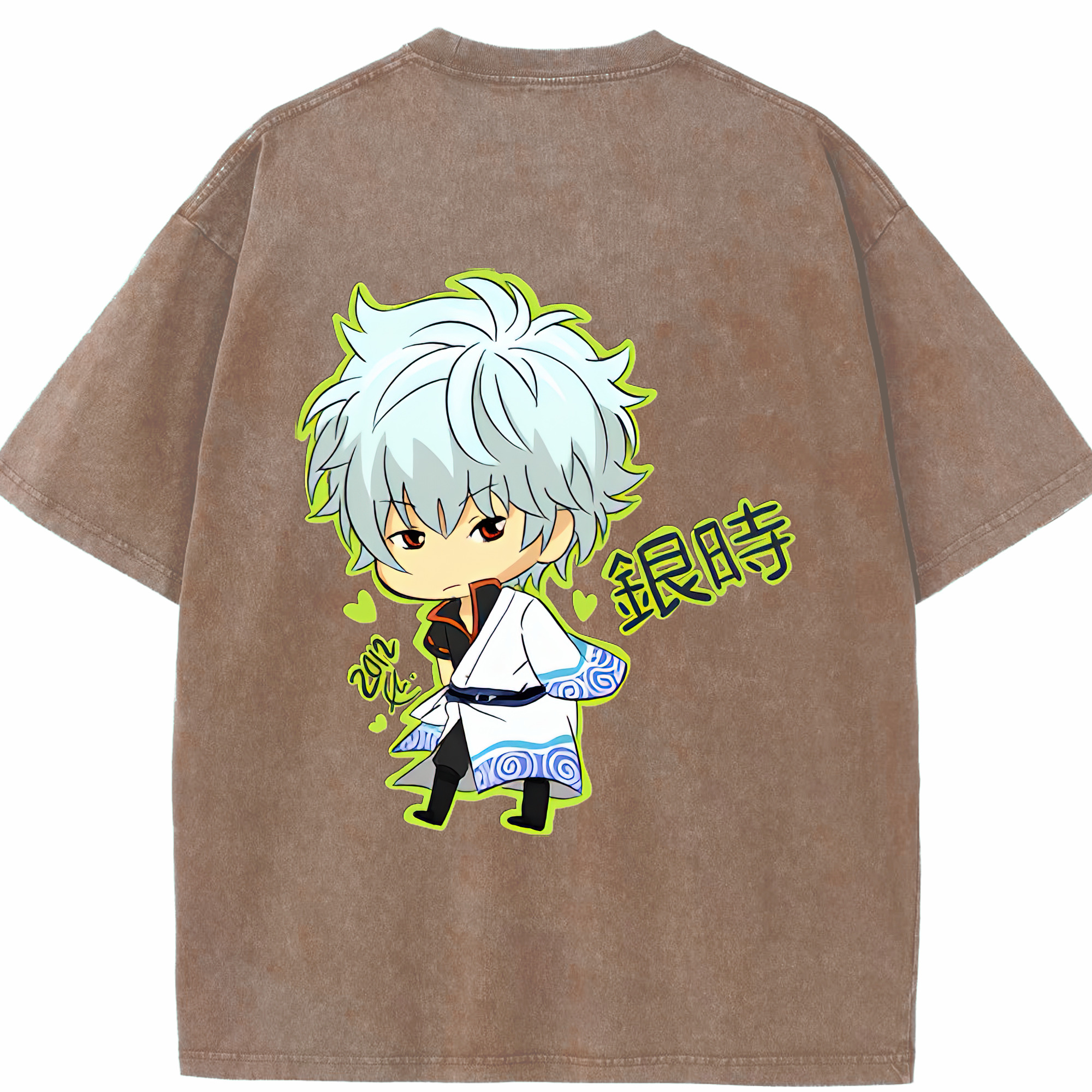 （画像用） ぎんたま 坂田銀時（さかたぎんとき） 神楽 志村新八（しむら しんぱち） GINTAMA Sakata Gintoki Kagura Shimura Shinpachi 綿100% ヴィンテージ風 半袖Tシャツ（背面プリント）