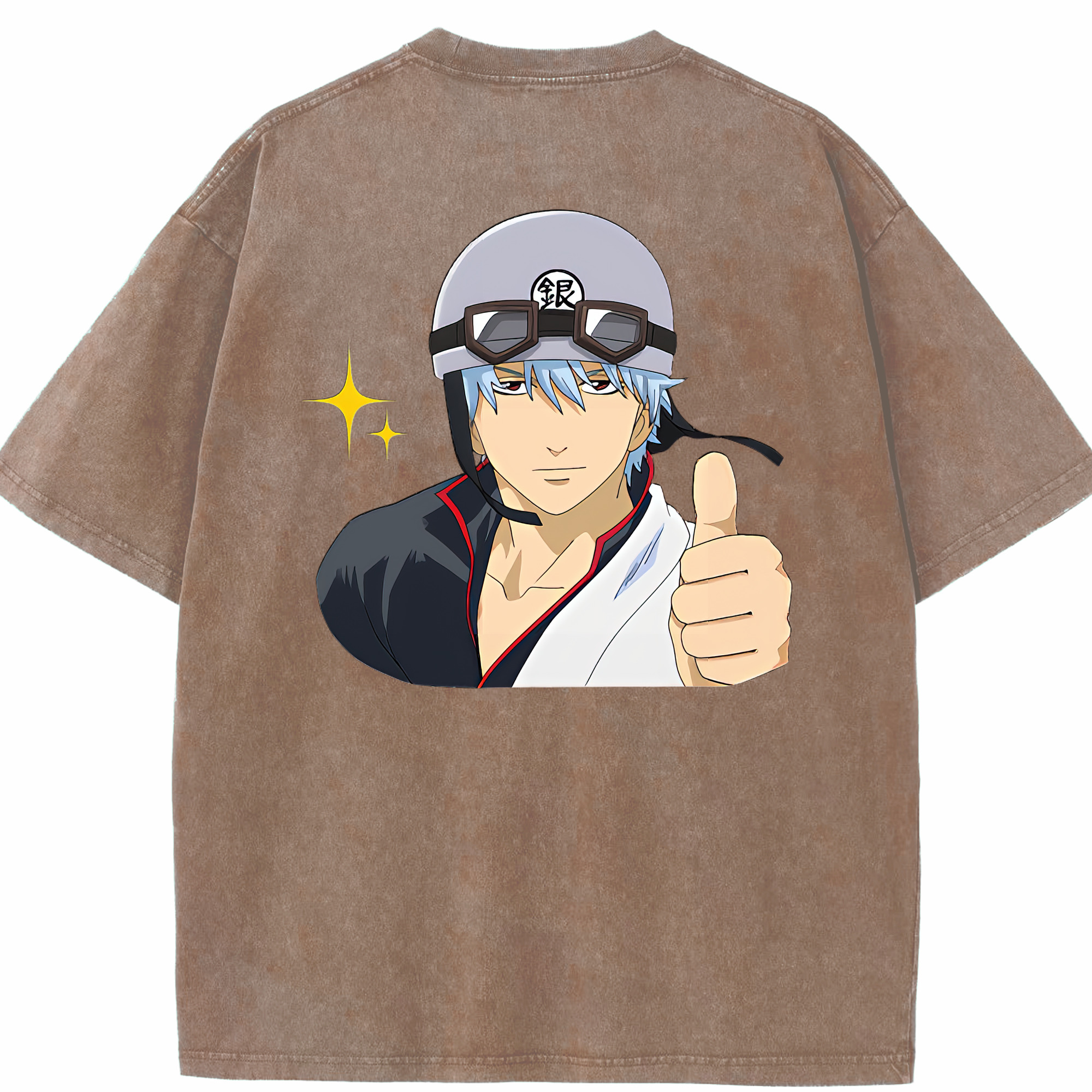 （画像用） ぎんたま 坂田銀時（さかたぎんとき） 神楽 志村新八（しむら しんぱち） GINTAMA Sakata Gintoki Kagura Shimura Shinpachi 綿100% ヴィンテージ風 半袖Tシャツ（背面プリント）