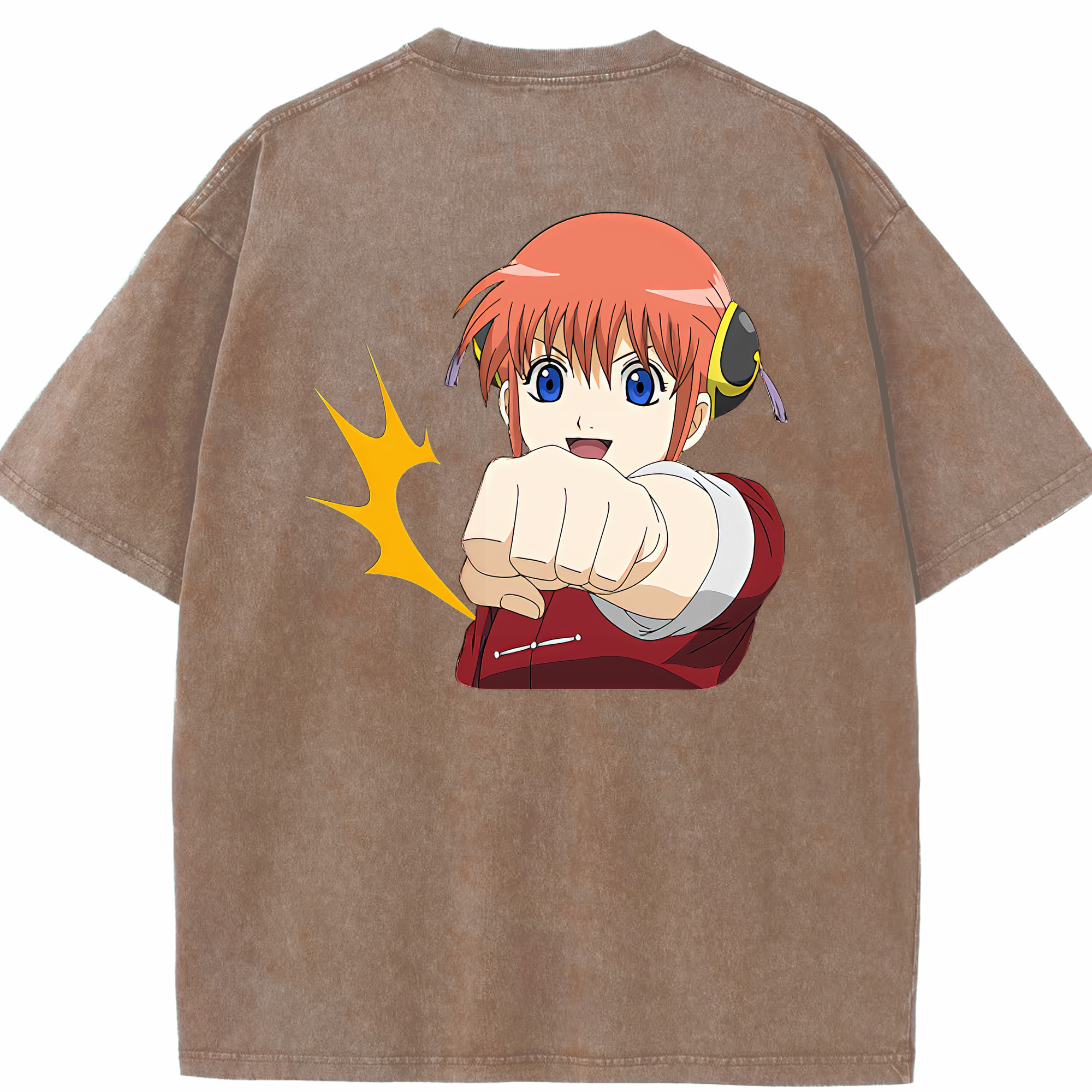 （画像用） ぎんたま 坂田銀時（さかたぎんとき） 神楽 志村新八（しむら しんぱち） GINTAMA Sakata Gintoki Kagura Shimura Shinpachi 綿100% ヴィンテージ風 半袖Tシャツ（背面プリント）