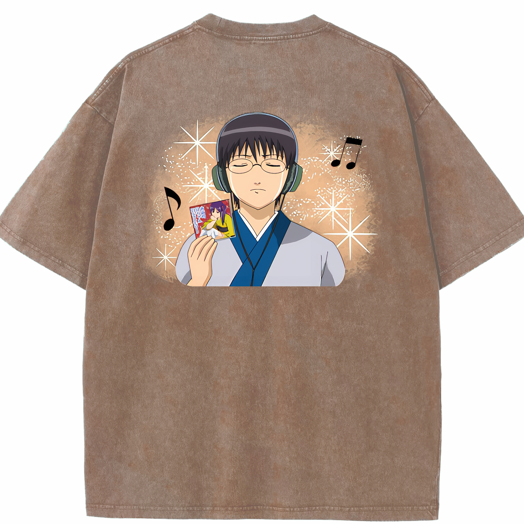 （画像用） ぎんたま 坂田銀時（さかたぎんとき） 神楽 志村新八（しむら しんぱち） GINTAMA Sakata Gintoki Kagura Shimura Shinpachi 綿100% ヴィンテージ風 半袖Tシャツ（背面プリント）