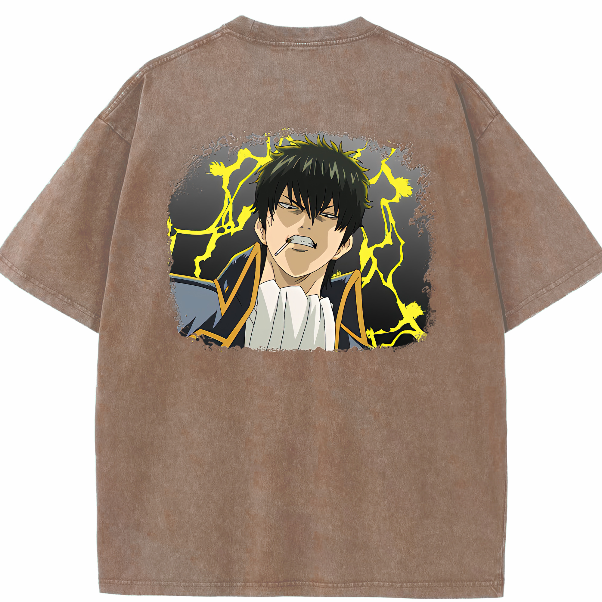 （画像用） ぎんたま 坂田銀時（さかたぎんとき） 神楽 志村新八（しむら しんぱち） GINTAMA Sakata Gintoki Kagura Shimura Shinpachi 綿100% ヴィンテージ風 半袖Tシャツ（背面プリント）