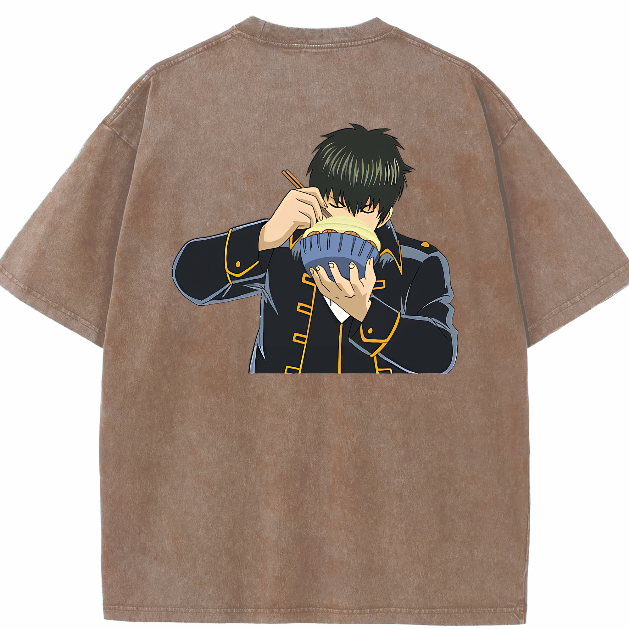 （画像用） ぎんたま 坂田銀時（さかたぎんとき） 神楽 志村新八（しむら しんぱち） GINTAMA Sakata Gintoki Kagura Shimura Shinpachi 綿100% ヴィンテージ風 半袖Tシャツ（背面プリント）