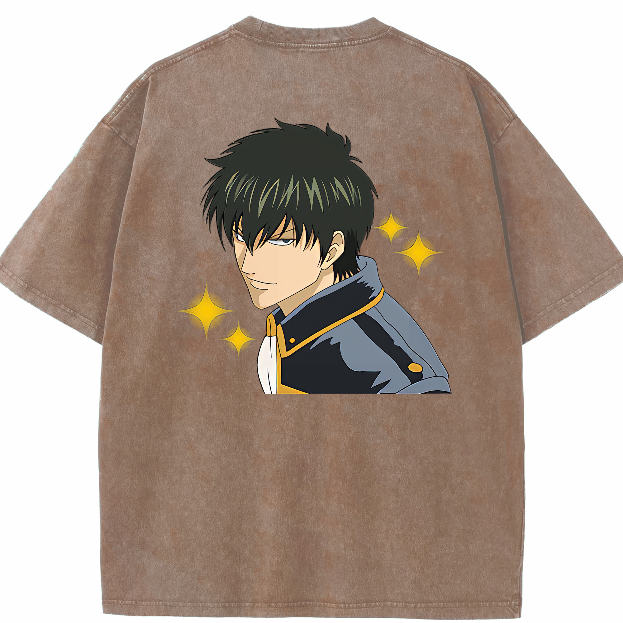 （画像用） ぎんたま 坂田銀時（さかたぎんとき） 神楽 志村新八（しむら しんぱち） GINTAMA Sakata Gintoki Kagura Shimura Shinpachi 綿100% ヴィンテージ風 半袖Tシャツ（背面プリント）