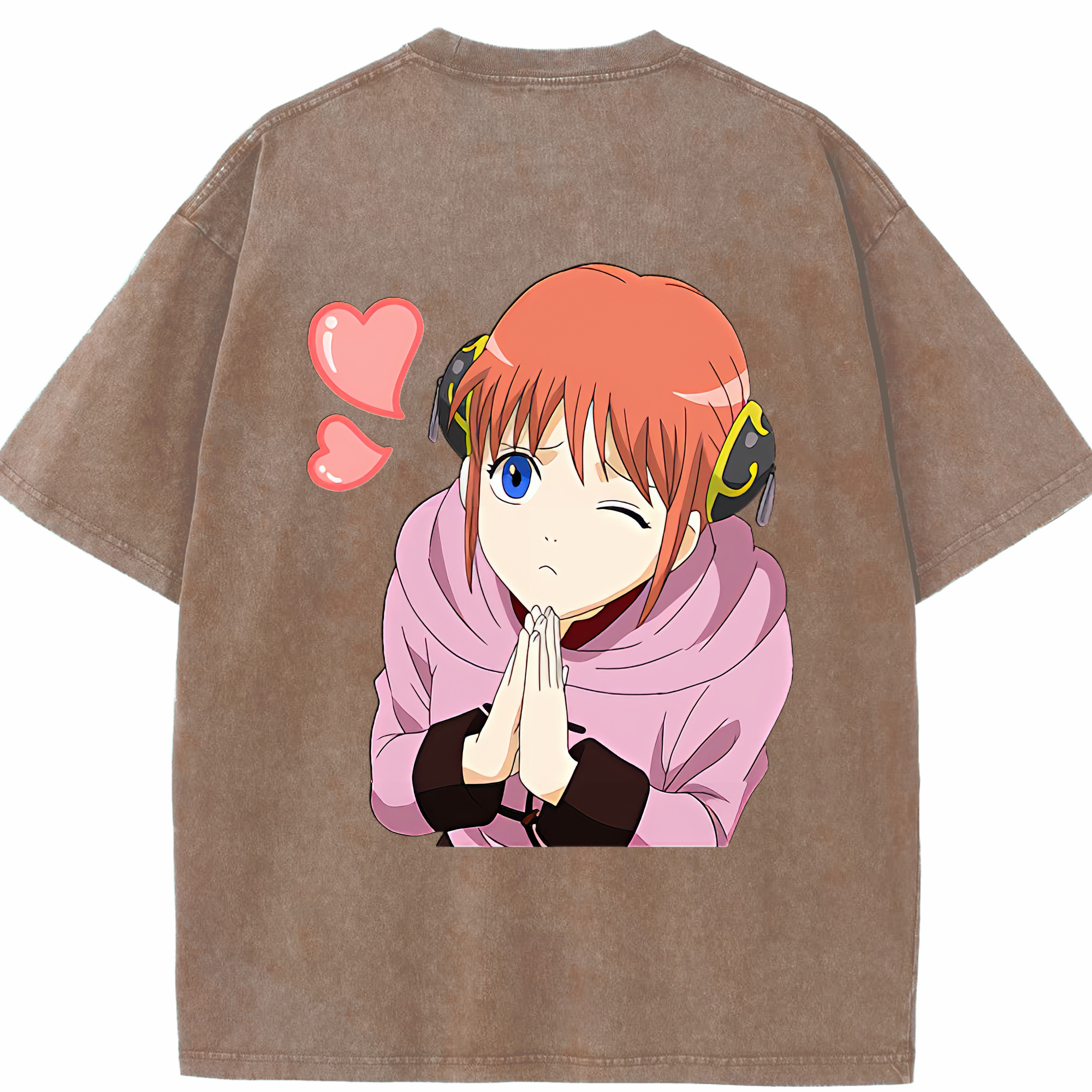 （画像用） ぎんたま 坂田銀時（さかたぎんとき） 神楽 志村新八（しむら しんぱち） GINTAMA Sakata Gintoki Kagura Shimura Shinpachi 綿100% ヴィンテージ風 半袖Tシャツ（背面プリント）